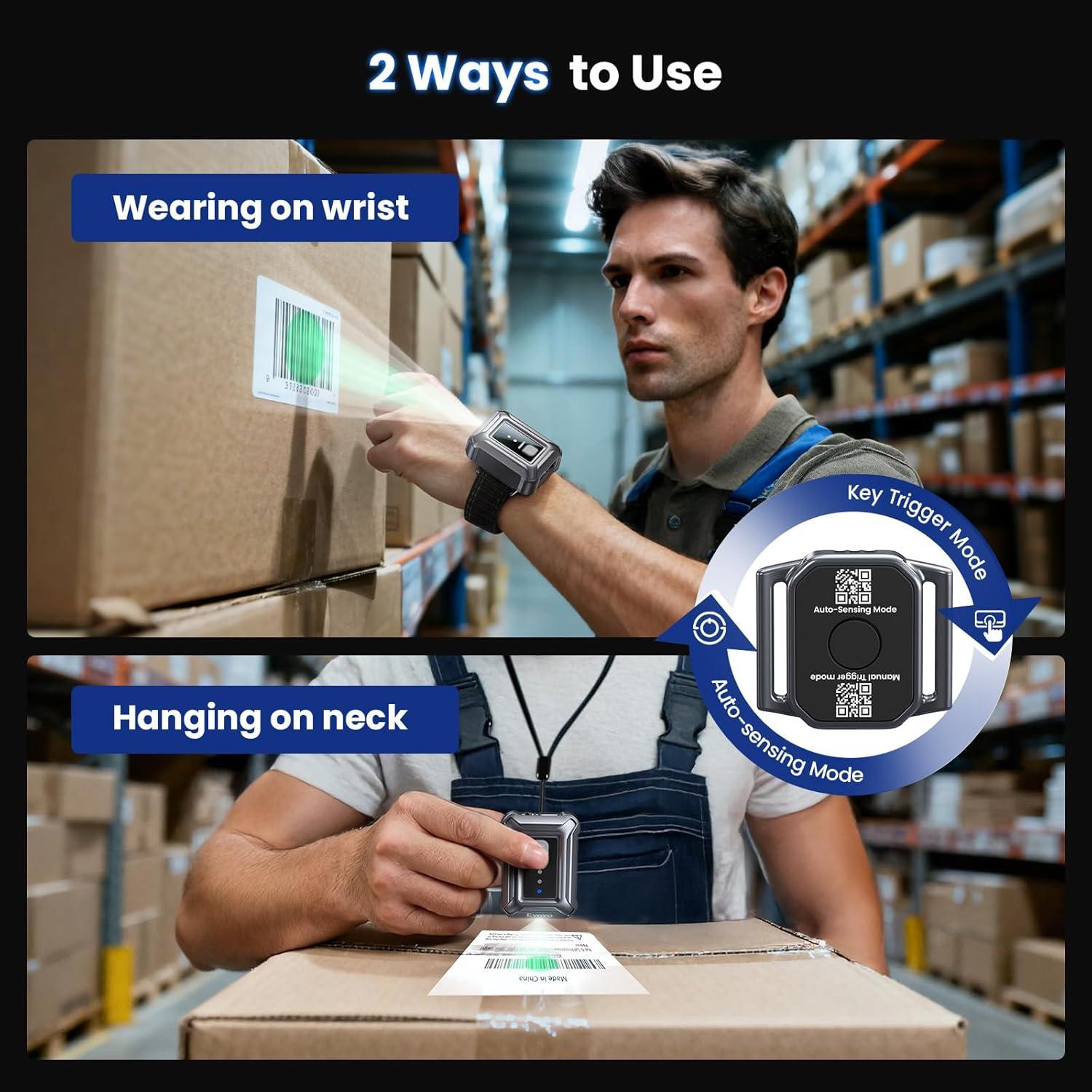 Escáner de Códigos de Barras Inalámbrico Eyoyo para Muñeca