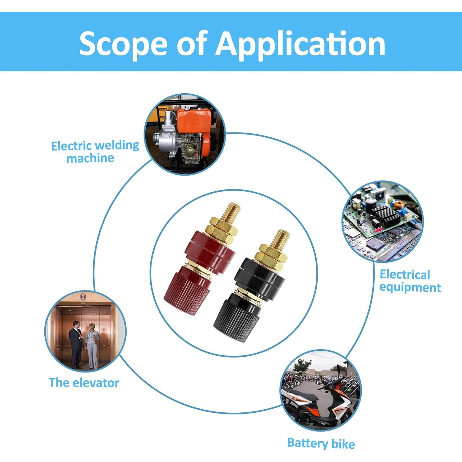 Conectores de Batería Luomorgo 5/16" Cobre 2 Pcs Rojo y Negro