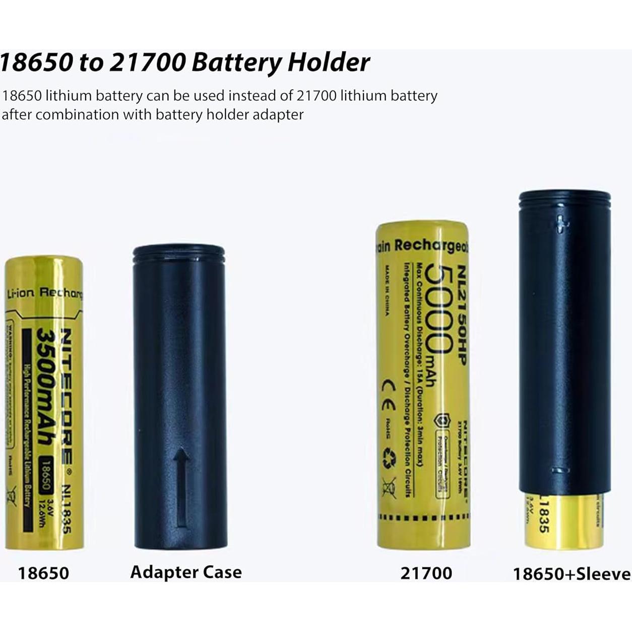 Adaptador de Batería 18650 a 21700 Divtek - 1 Convertidor