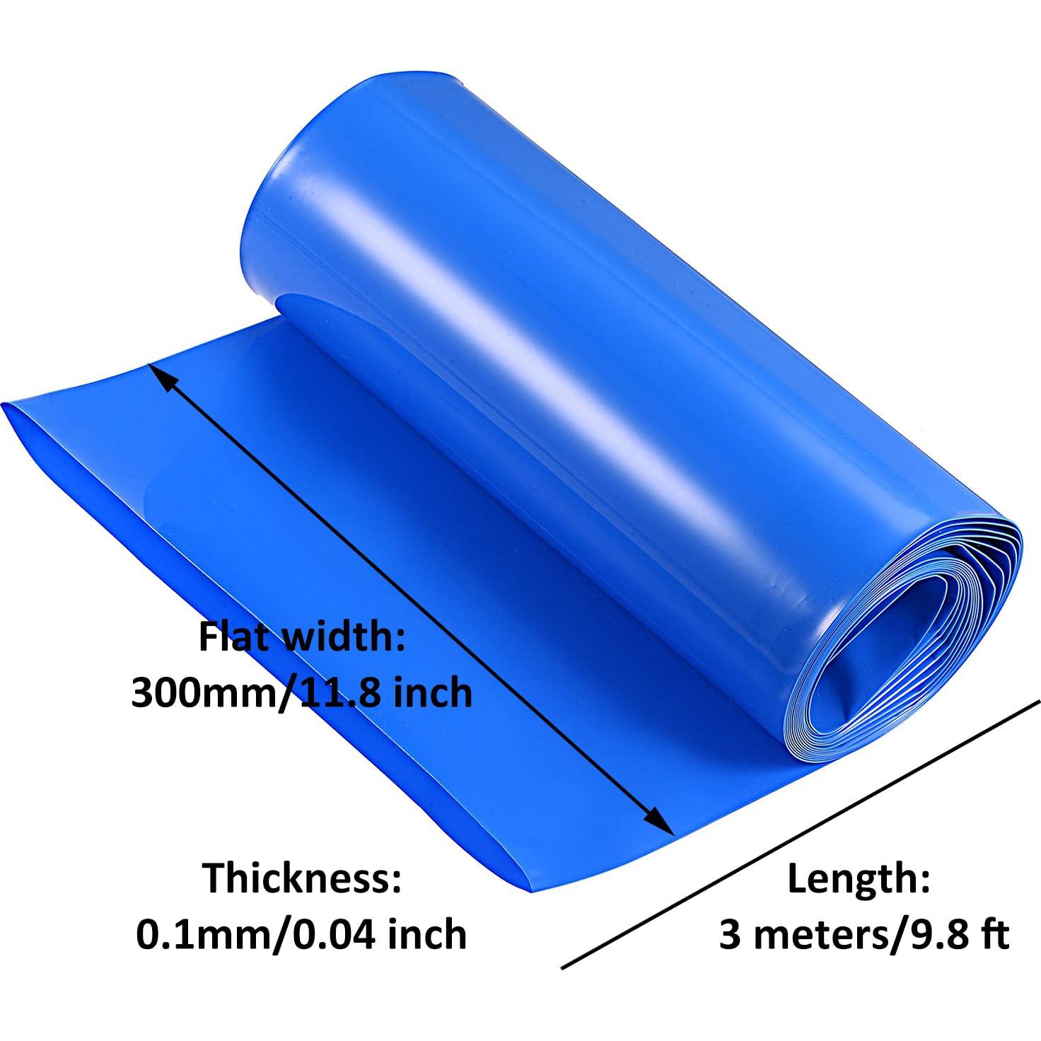 Tubo termocontraíble PVC 300mm azul 3 metros para baterías