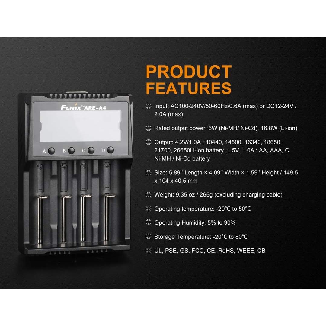 Cargador de Baterías Inteligente Fenix ARE-A4 Multifuncional