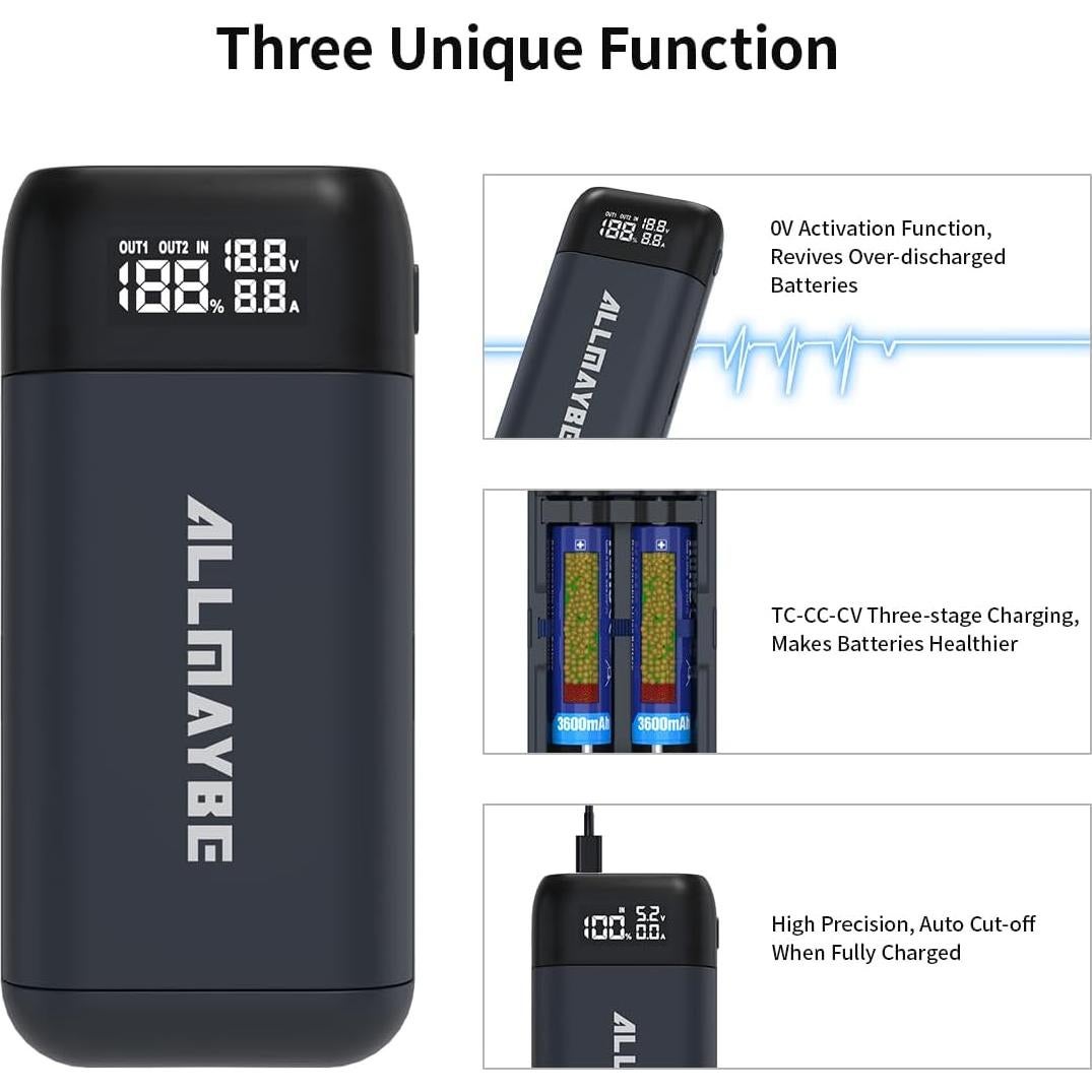 Cargador de Batería XTAR PC2 USB-C 2-Bay 18650/21700