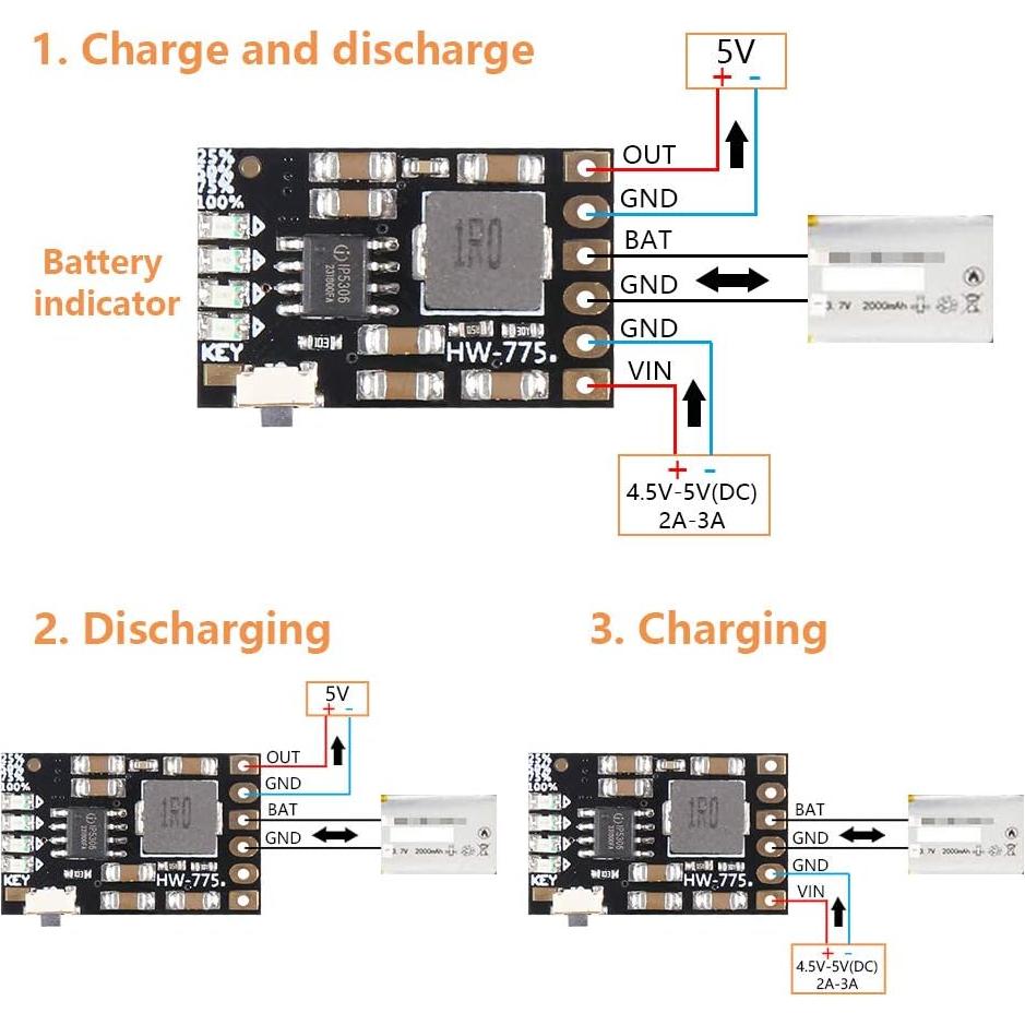 Módulo de Carga y Descarga 8PCS UMLIFE 5V 2A para Batería 18650