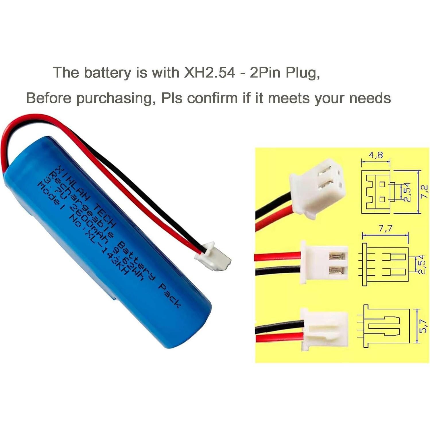 Batería recargable Li-ion 3.7V 2600mAh 18650 XINLANTECH - Paquete de 2