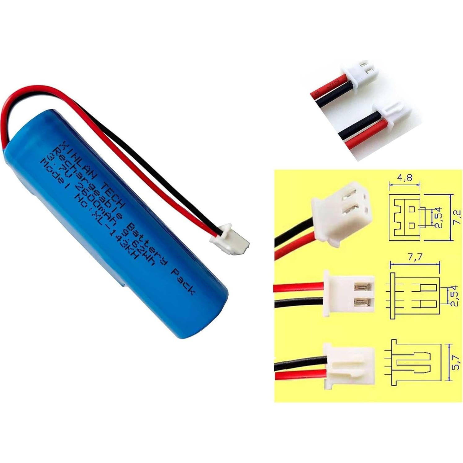 Batería recargable Li-ion 3.7V 2600mAh 18650 XINLANTECH - Paquete de 2