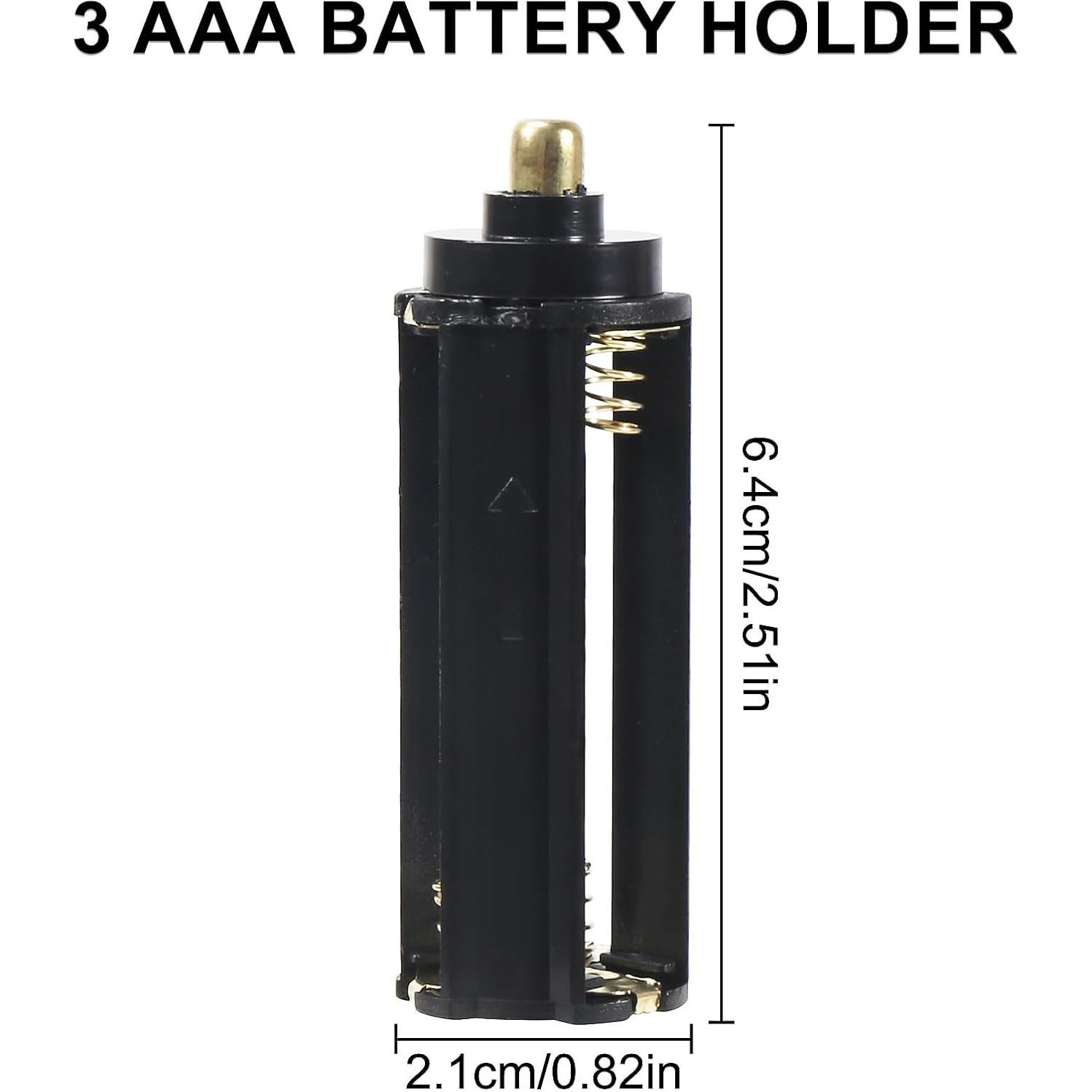 10pcs Soporte de Batería Cilíndrica Negra para 3 Baterías AAA