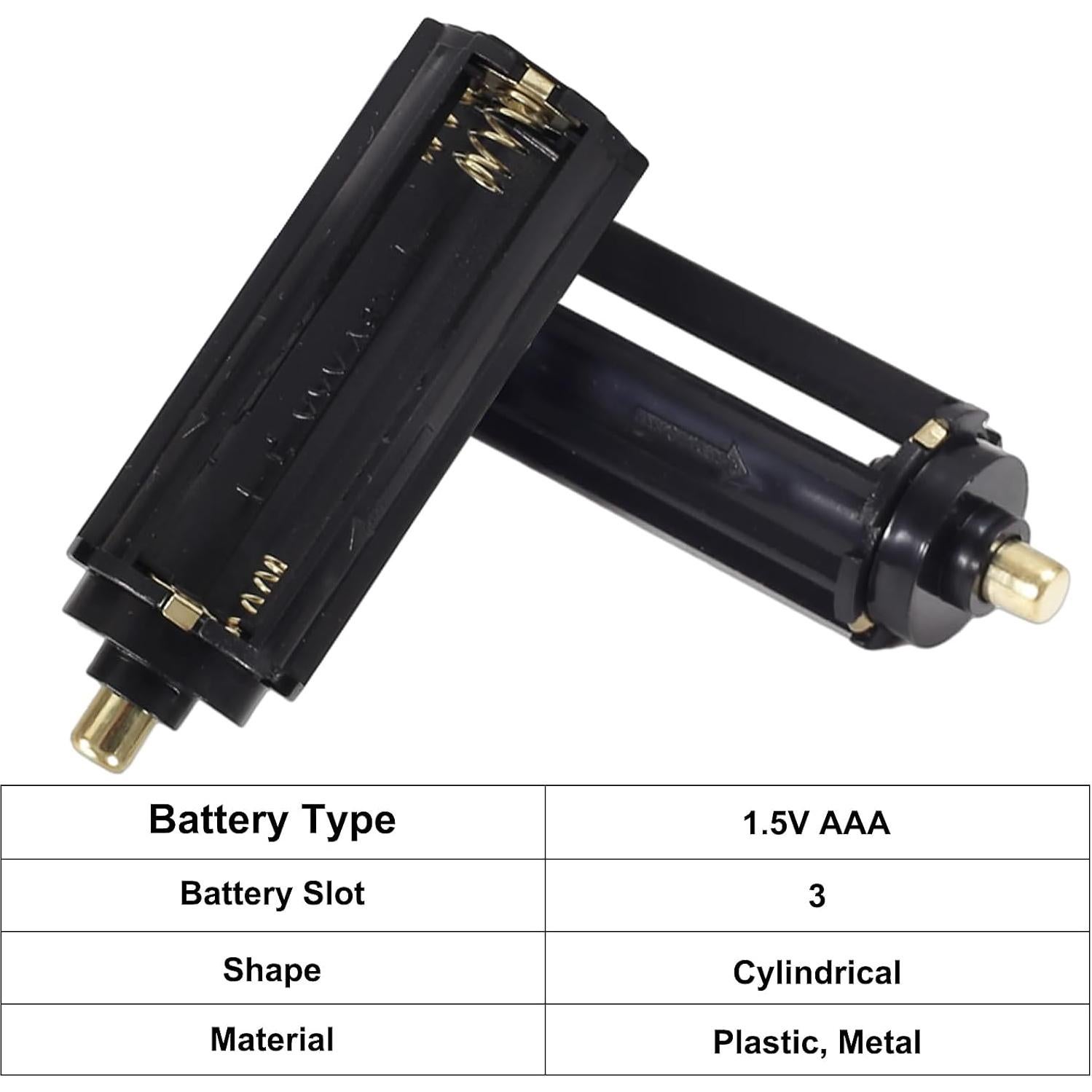 10pcs Soporte de Batería Cilíndrica Negra para 3 Baterías AAA