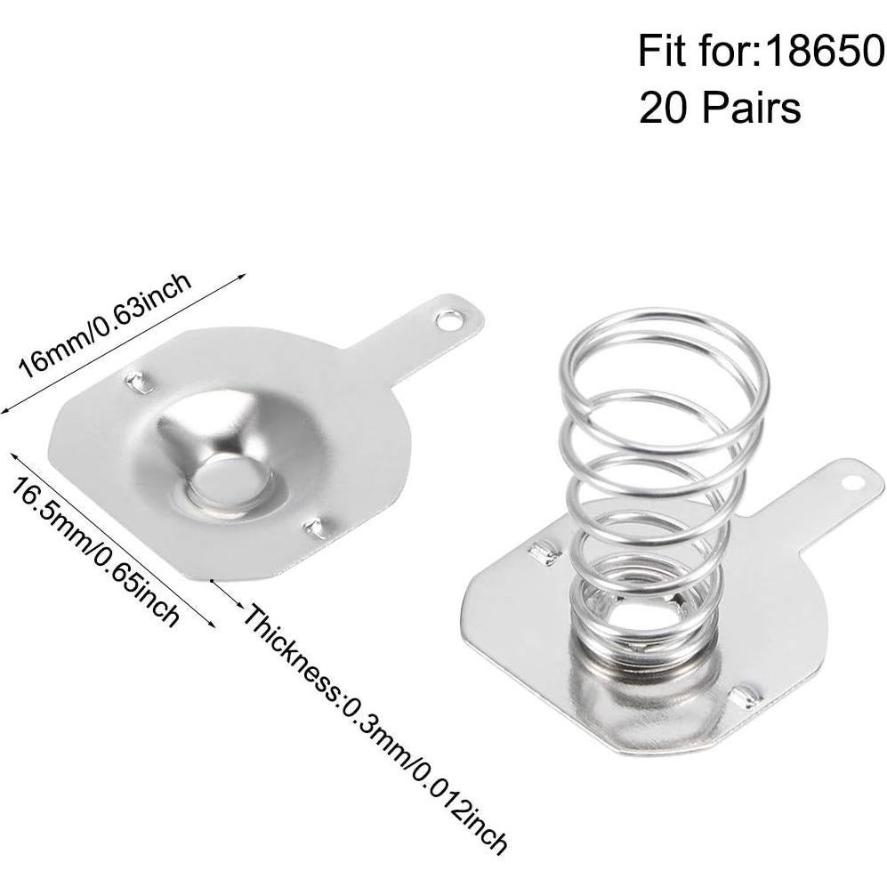 Placa de Contacto de Batería 18650 uxcell - 20 Pares 16.5x16mm