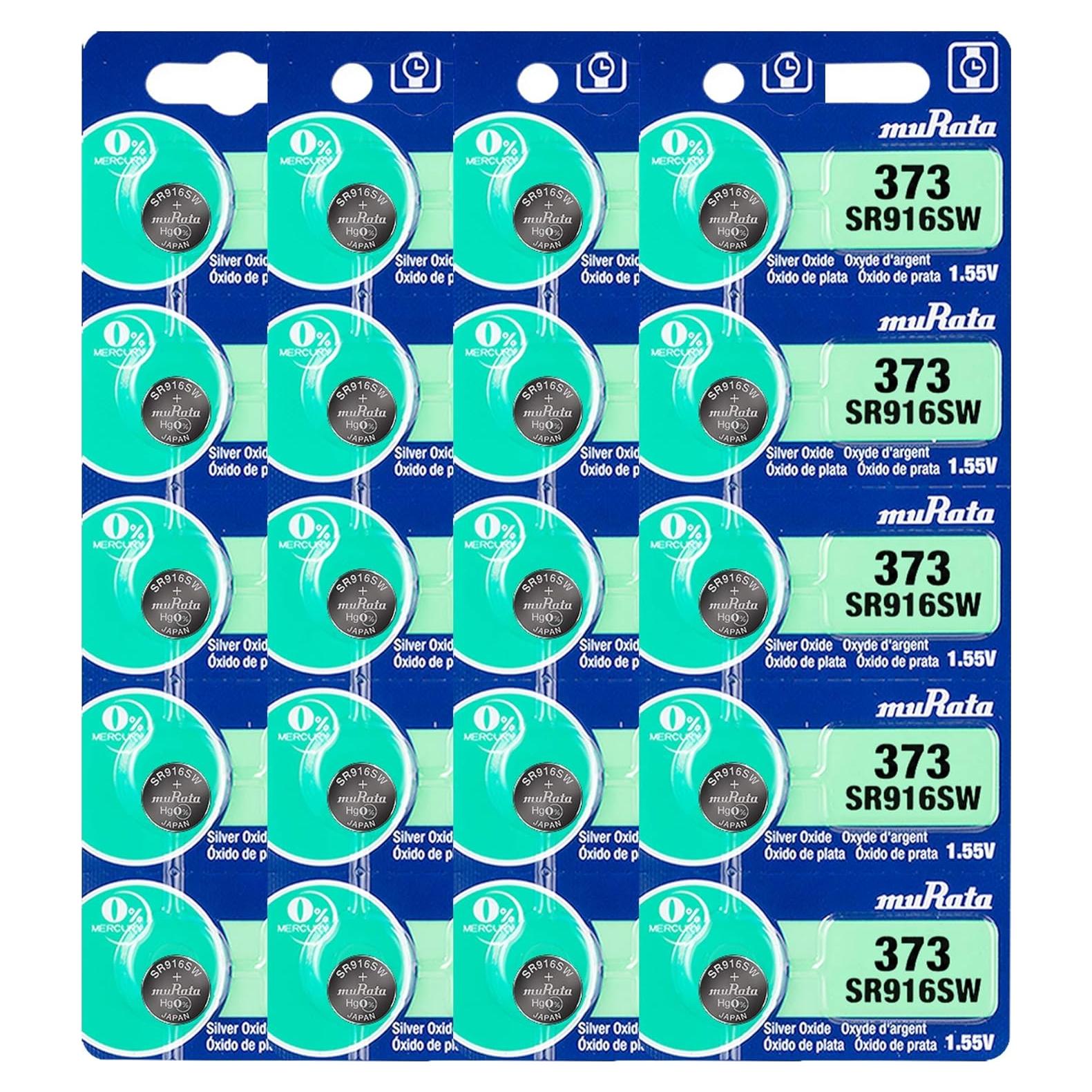 Batería de Reloj Murata 373 SR916SW 1.55V Óxido de Plata - 20 Unidades