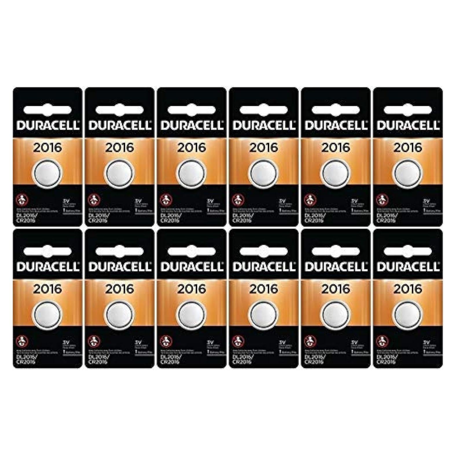 Paquete de 12 Baterías Duracell 2016 Litio 3V Botón