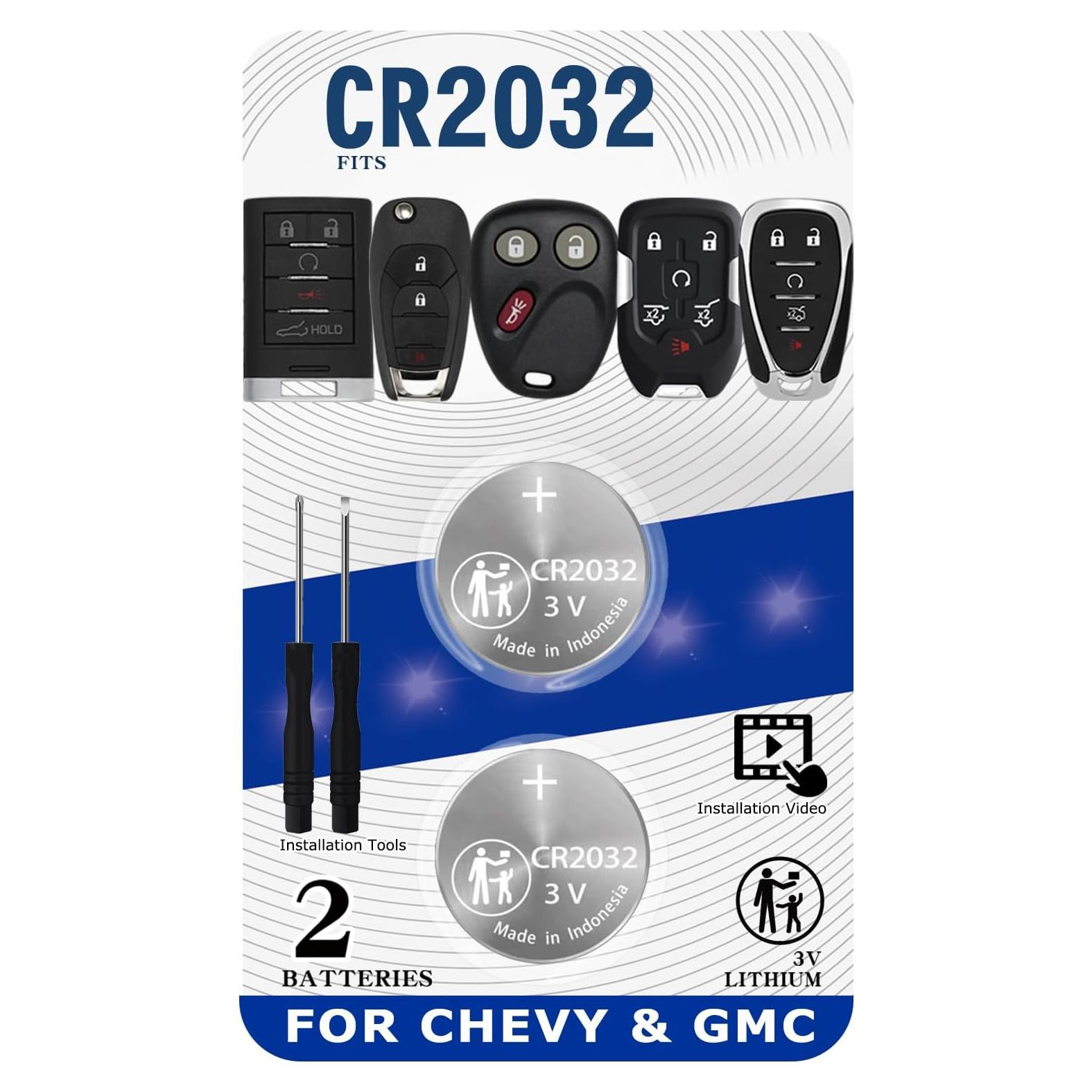 Batería CR2032 para Llave Remota Chevy GMC - 2 Piezas