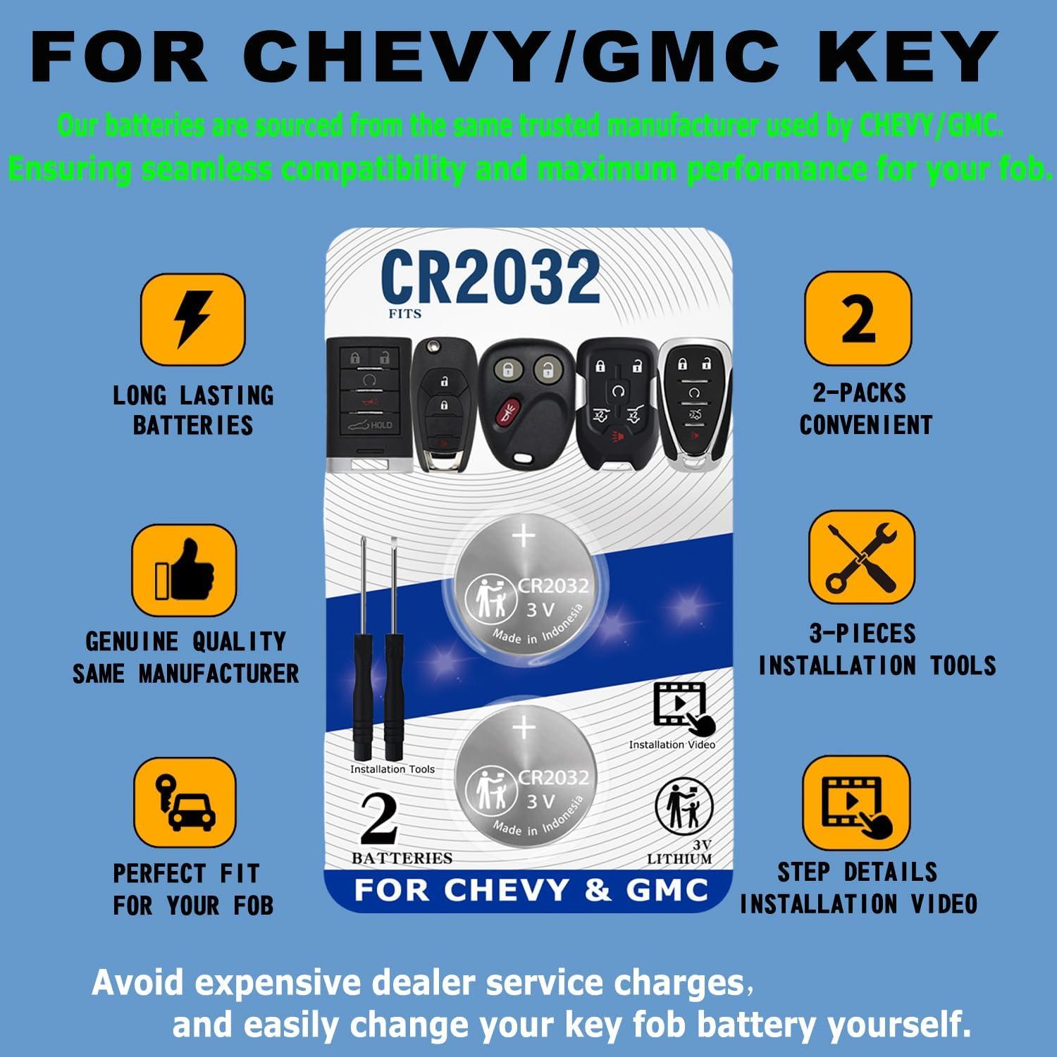 Batería CR2032 para Llave Remota Chevy GMC - 2 Piezas