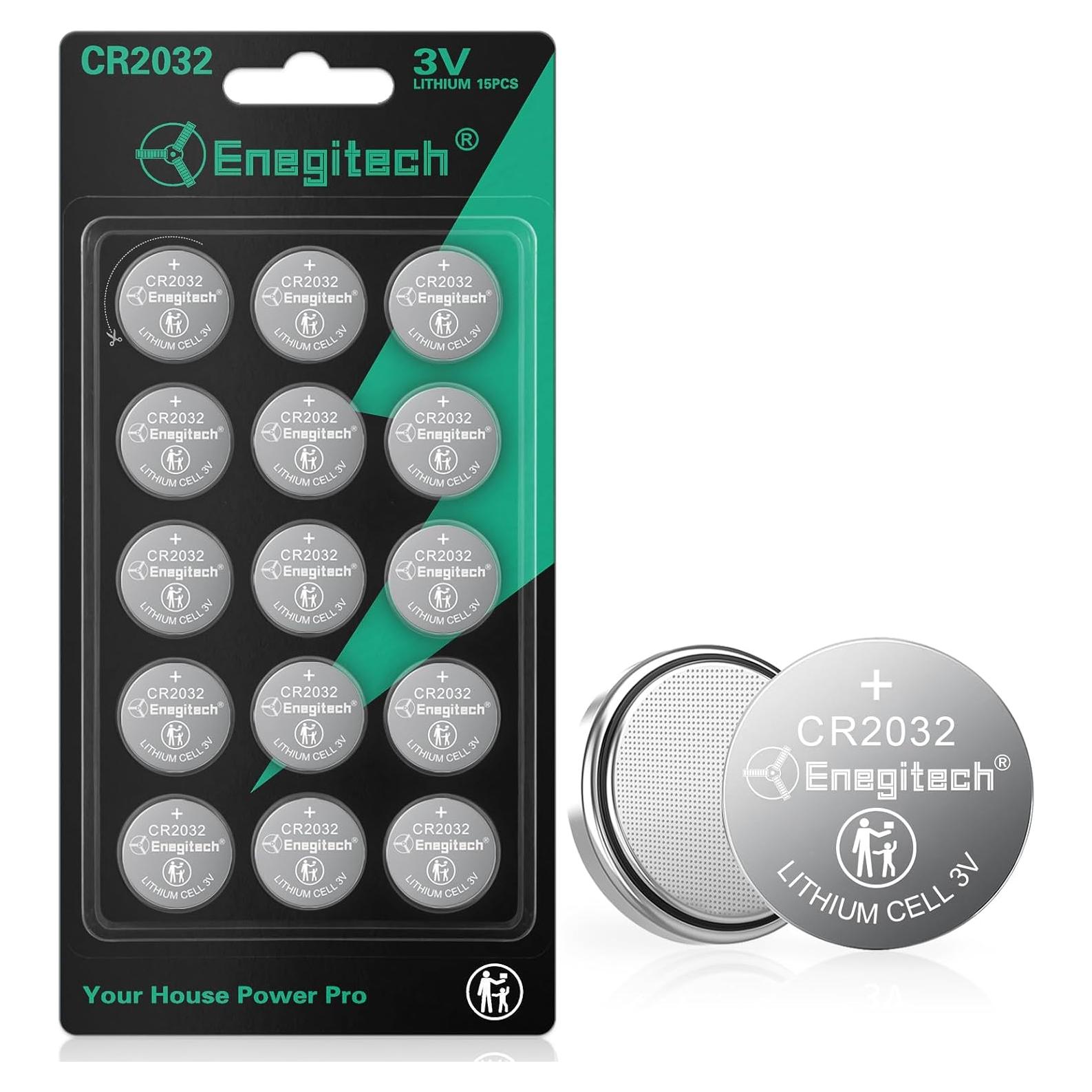 Baterías de botón de litio Enegitech CR2032 3V paquete de 15