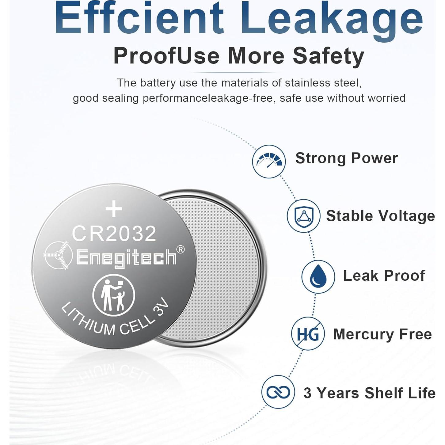 Baterías de botón de litio Enegitech CR2032 3V paquete de 15