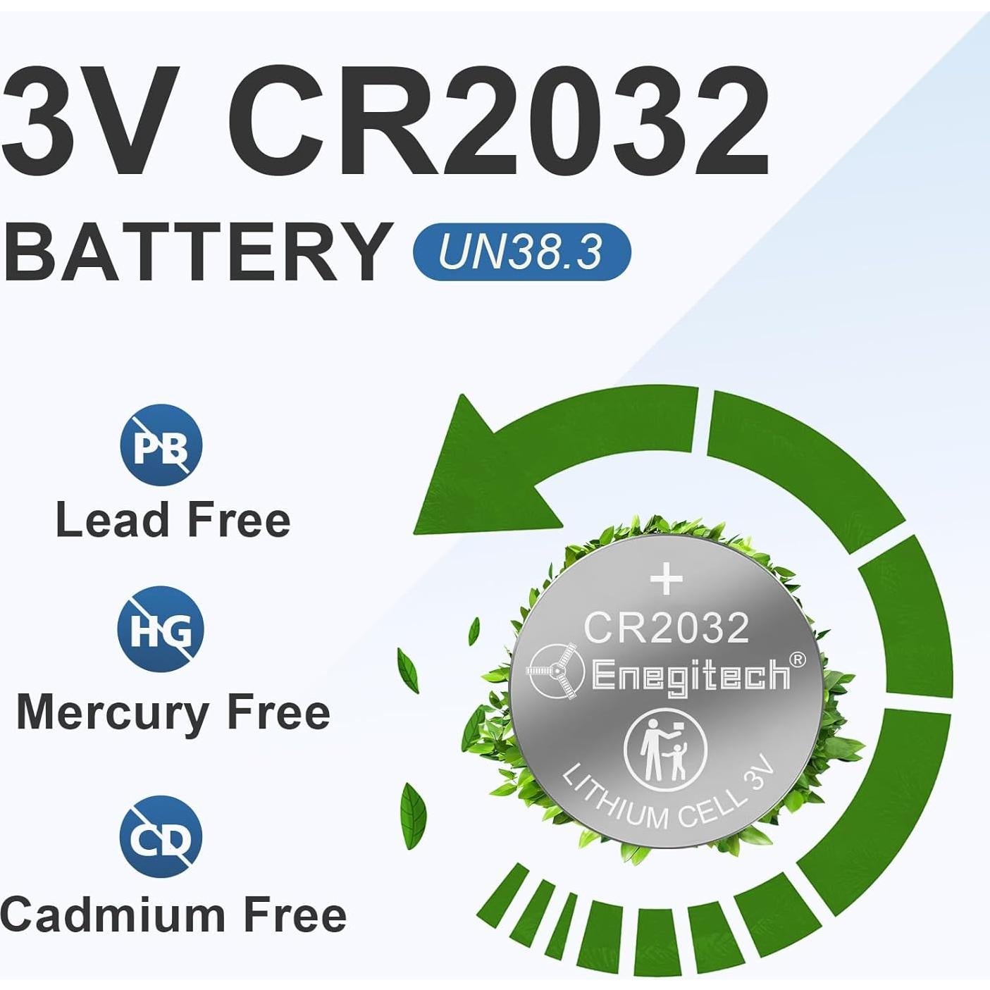 Baterías de botón de litio Enegitech CR2032 3V paquete de 15
