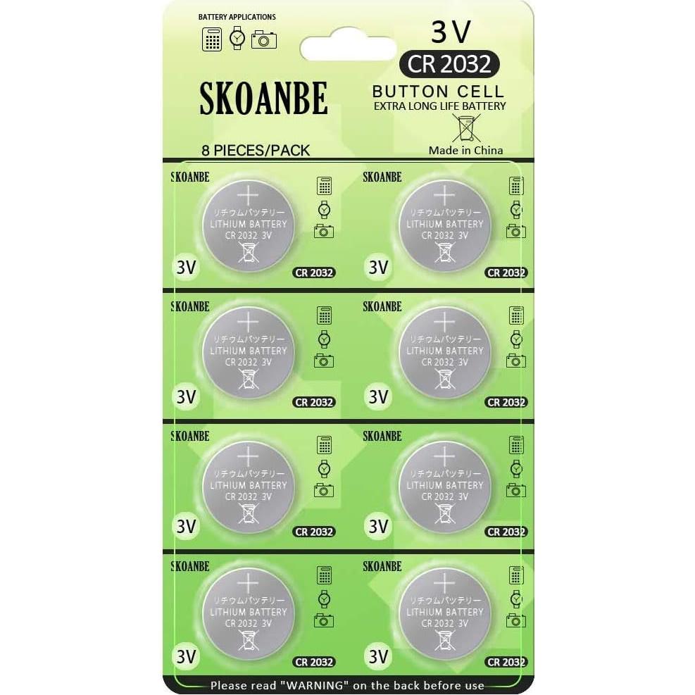 Baterías de Litio CR2032 3V SKOANBE - 8 Piezas