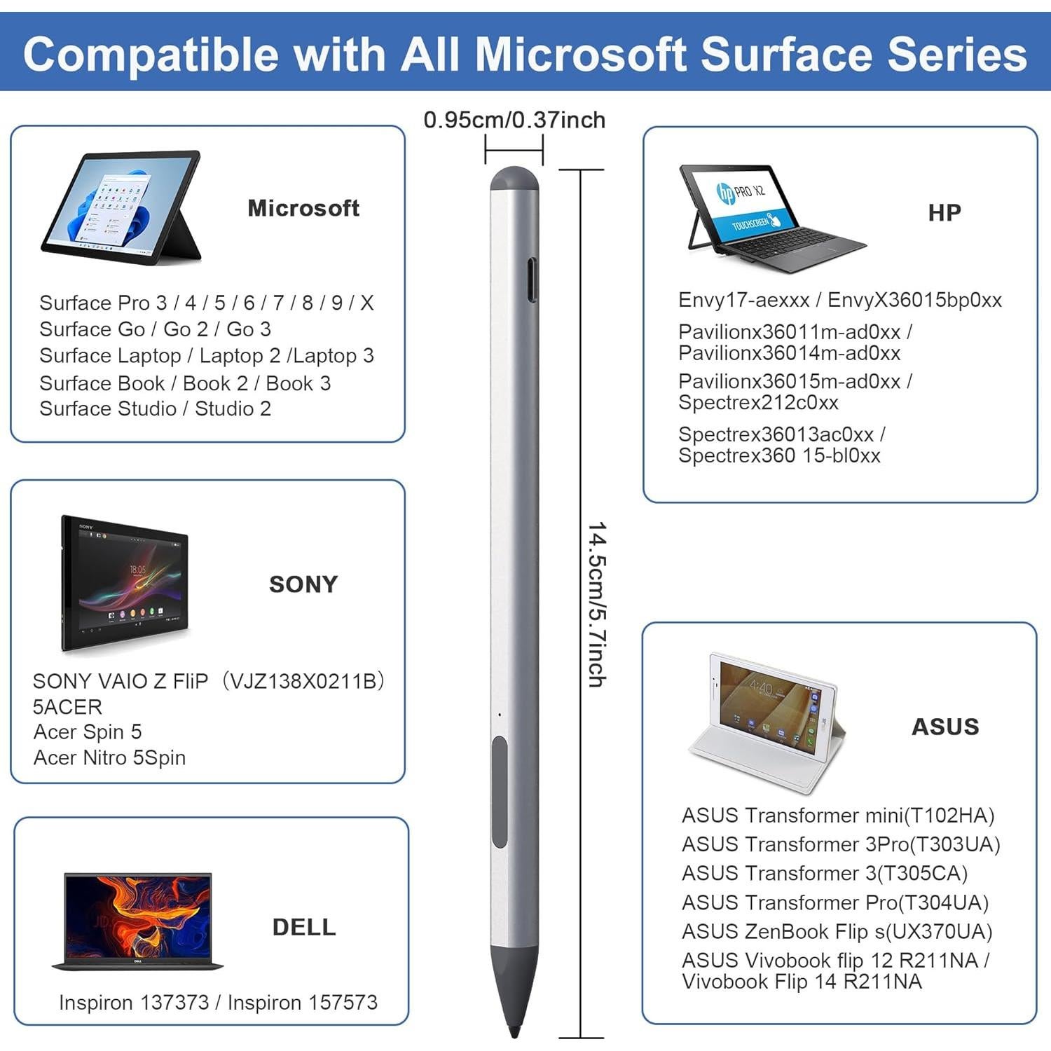 Lápiz Superficie Arsandyn para Microsoft Surface Pro 11-3