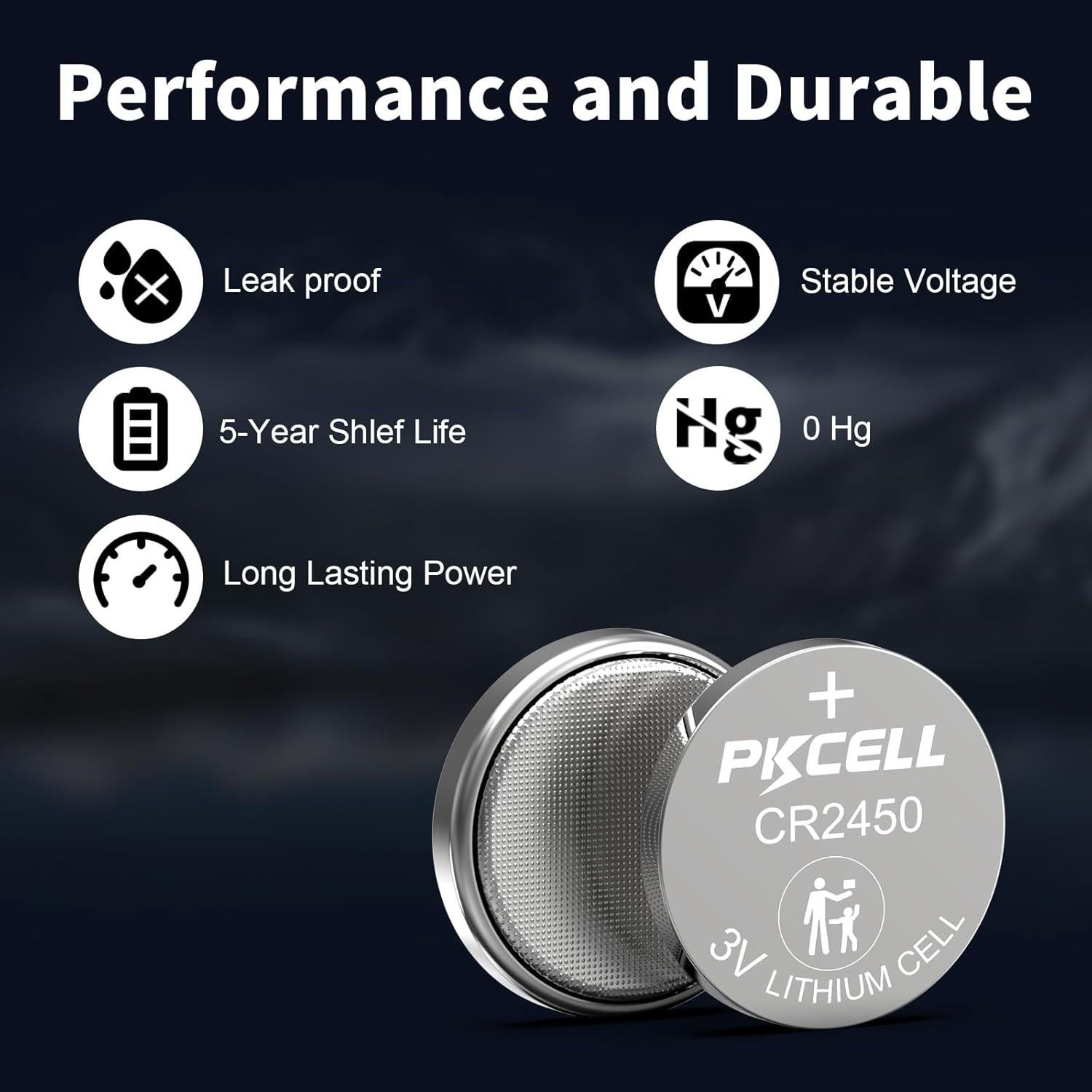 Paquete de 20 Baterías CR2450 PKCELL 3V Alta Capacidad