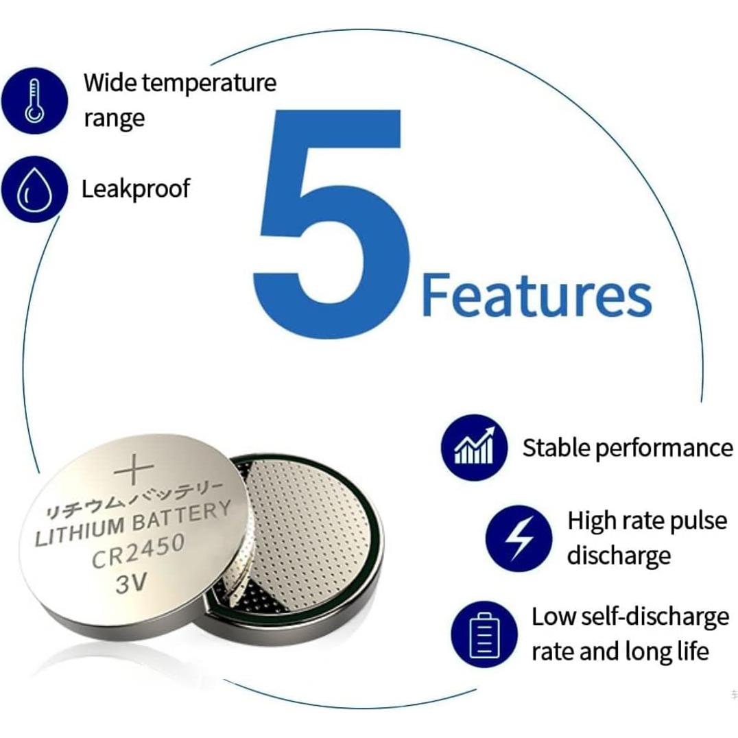 Baterías de Botón Cotchear CR2450 10 Pcs 3V 550mAh