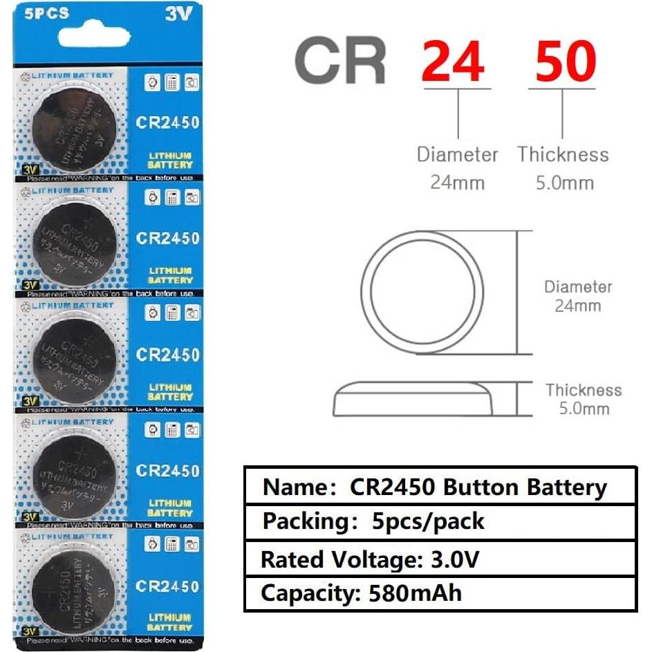Baterías de Botón Cotchear CR2450 10 Pcs 3V 550mAh