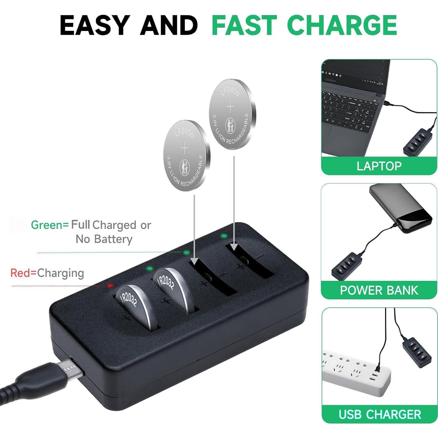 Baterías Recargables 2450 Lfeeuiaty 3V Paquete de 4