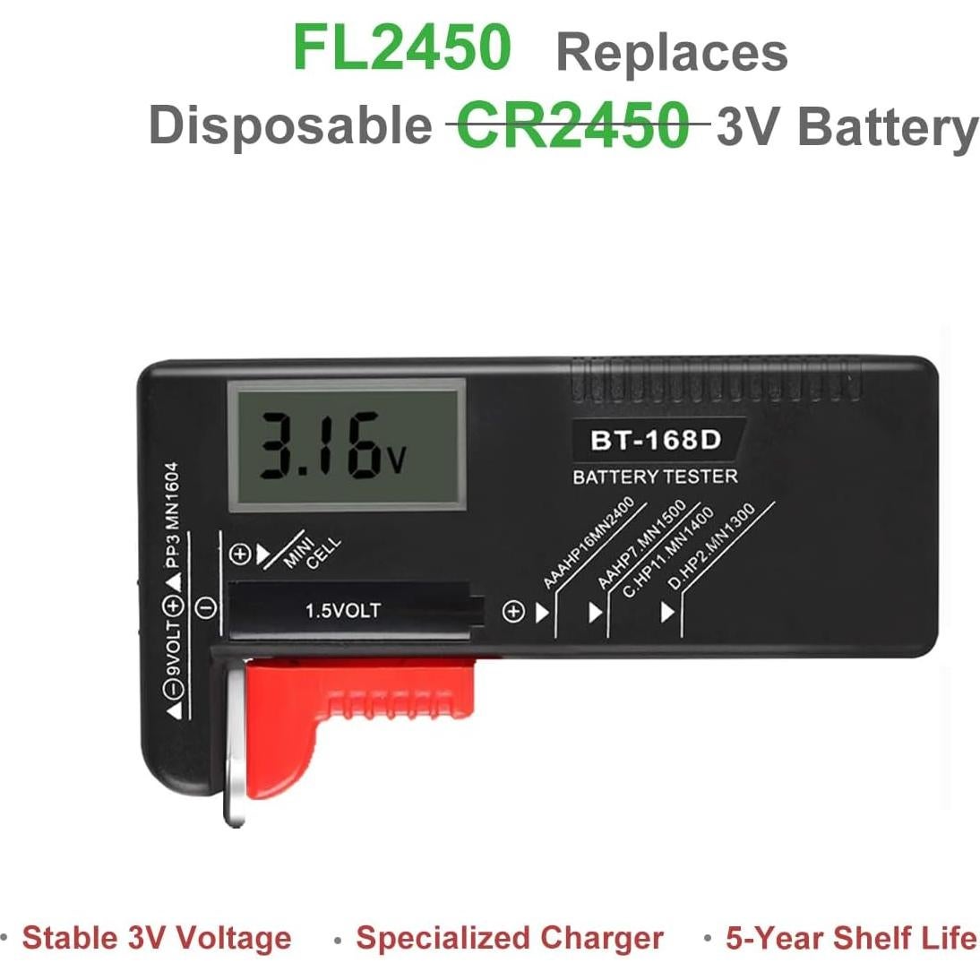 Baterías Recargables 2450 Lfeeuiaty 3V Paquete de 4