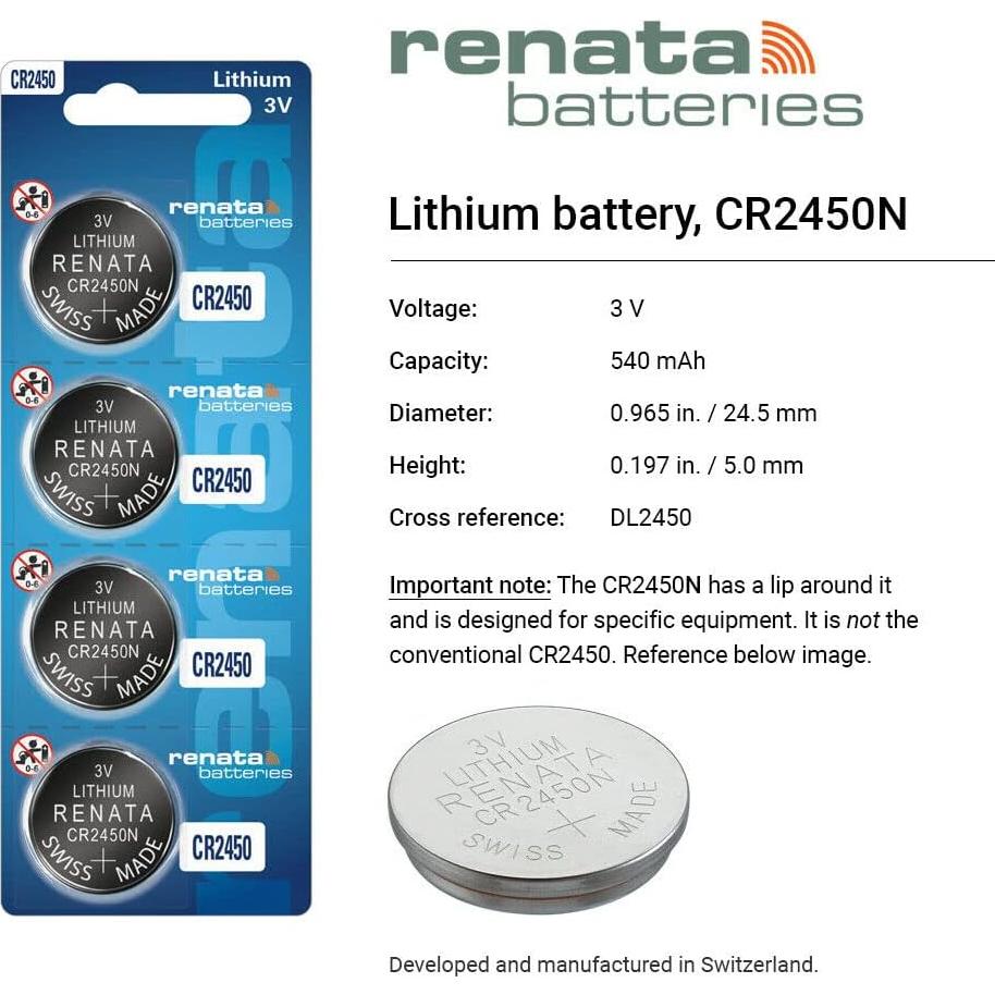 Baterías de Litio Renata CR2450N - 3V 540mAh (4 unidades)