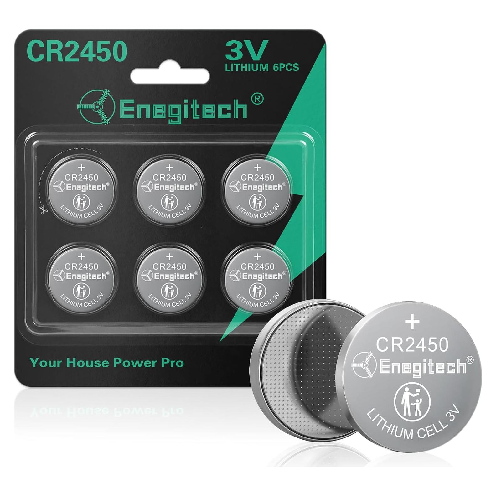 Batería de botón de litio Enegitech CR2450 3V - Paquete de 6
