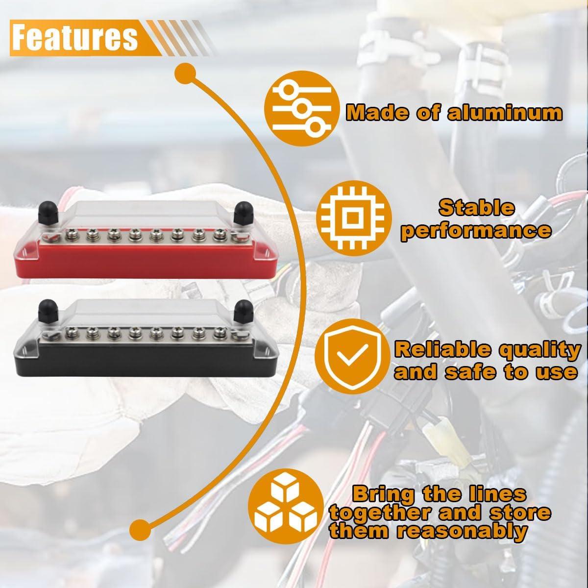 Bloque de Terminal de Barra de Bus LAINLOY 150A Rojo/Negro