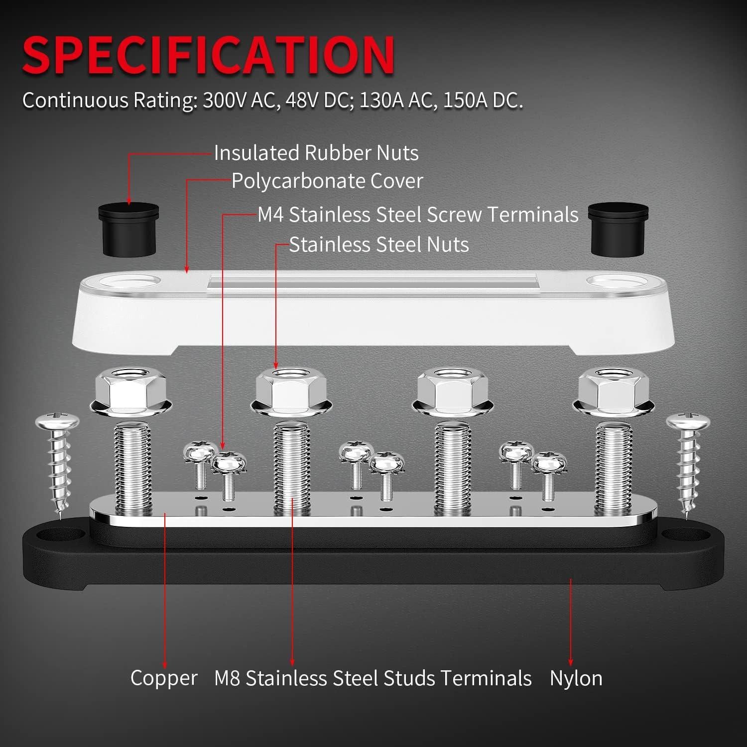 Bloque de Terminales de Barra de Bus DAIERTEK 12V-48V M8/M4