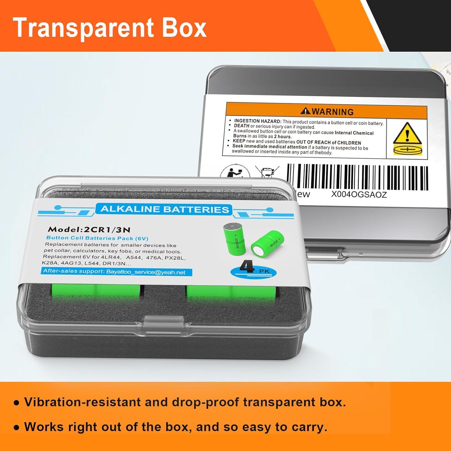 Paquete de 4 Baterías 2CR1/3N 6V Bayattoo para Collares de Perro