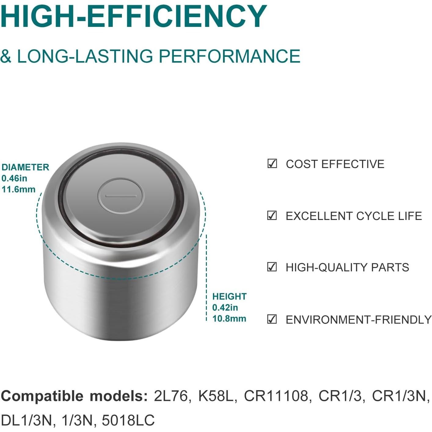 Batería de Litio 1/3N Lfeeuiaty 3V para Collares de Perro - 6 Unidades