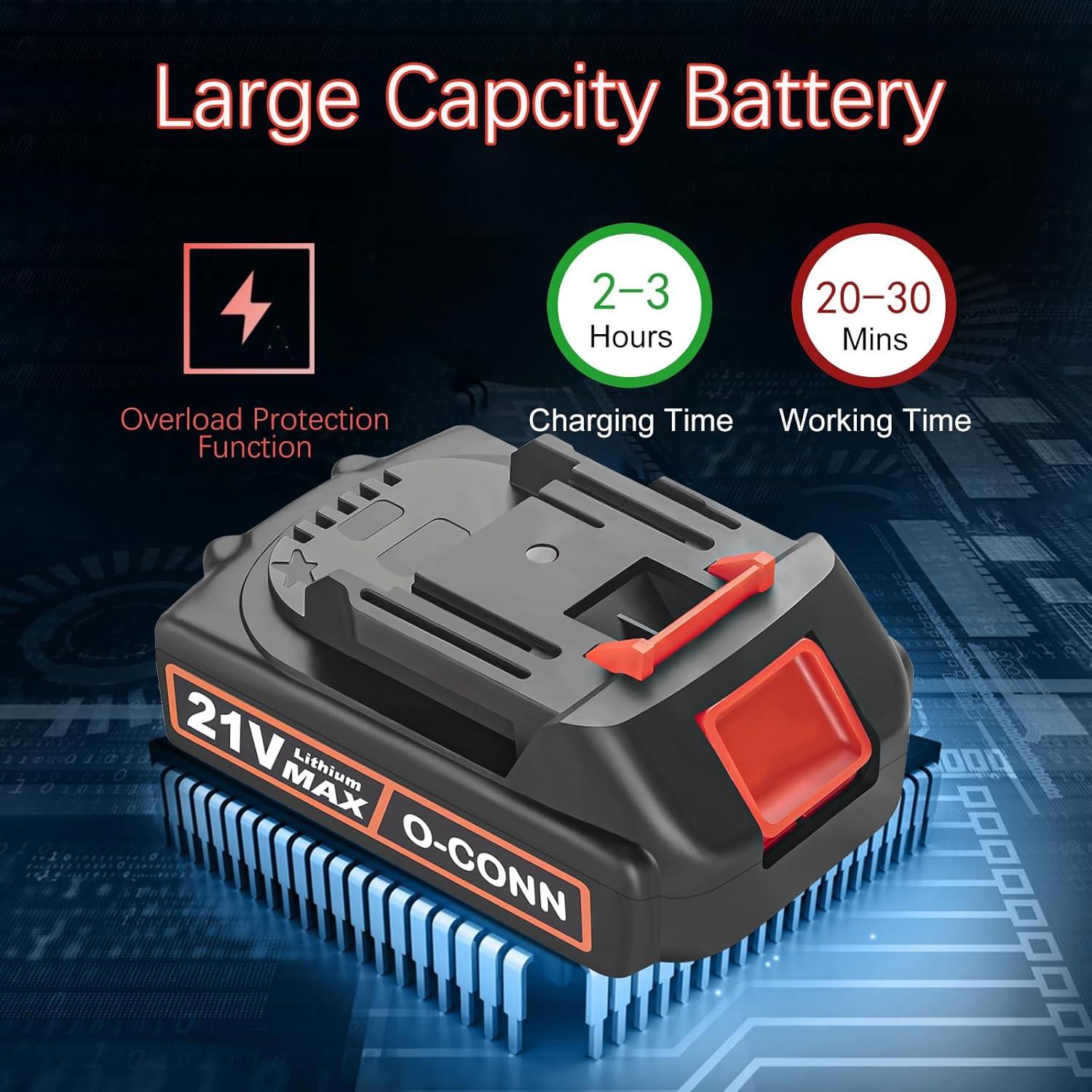 Batería Recargable O-CONN 21V MAX 2000mAh para Motosierra