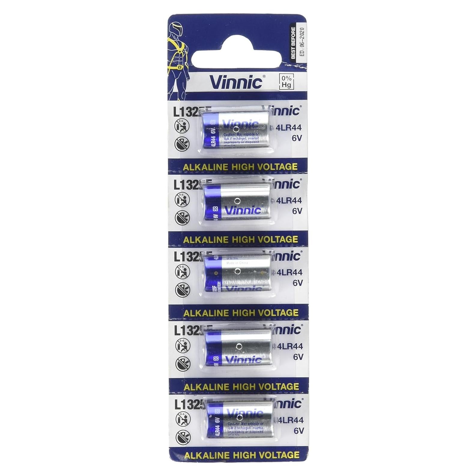 Baterías Alcalinas Vinnic A28PX 6V 5 Pcs Reemplazo 4LR44