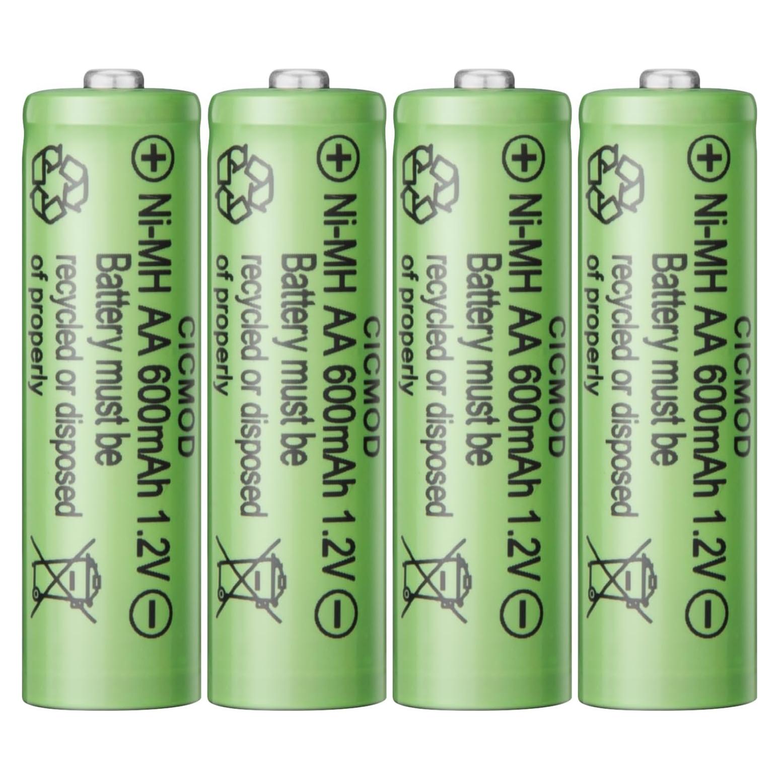 Baterías recargables AA CICMOD 1.2V Ni-MH 600mAh - Paquete de 4