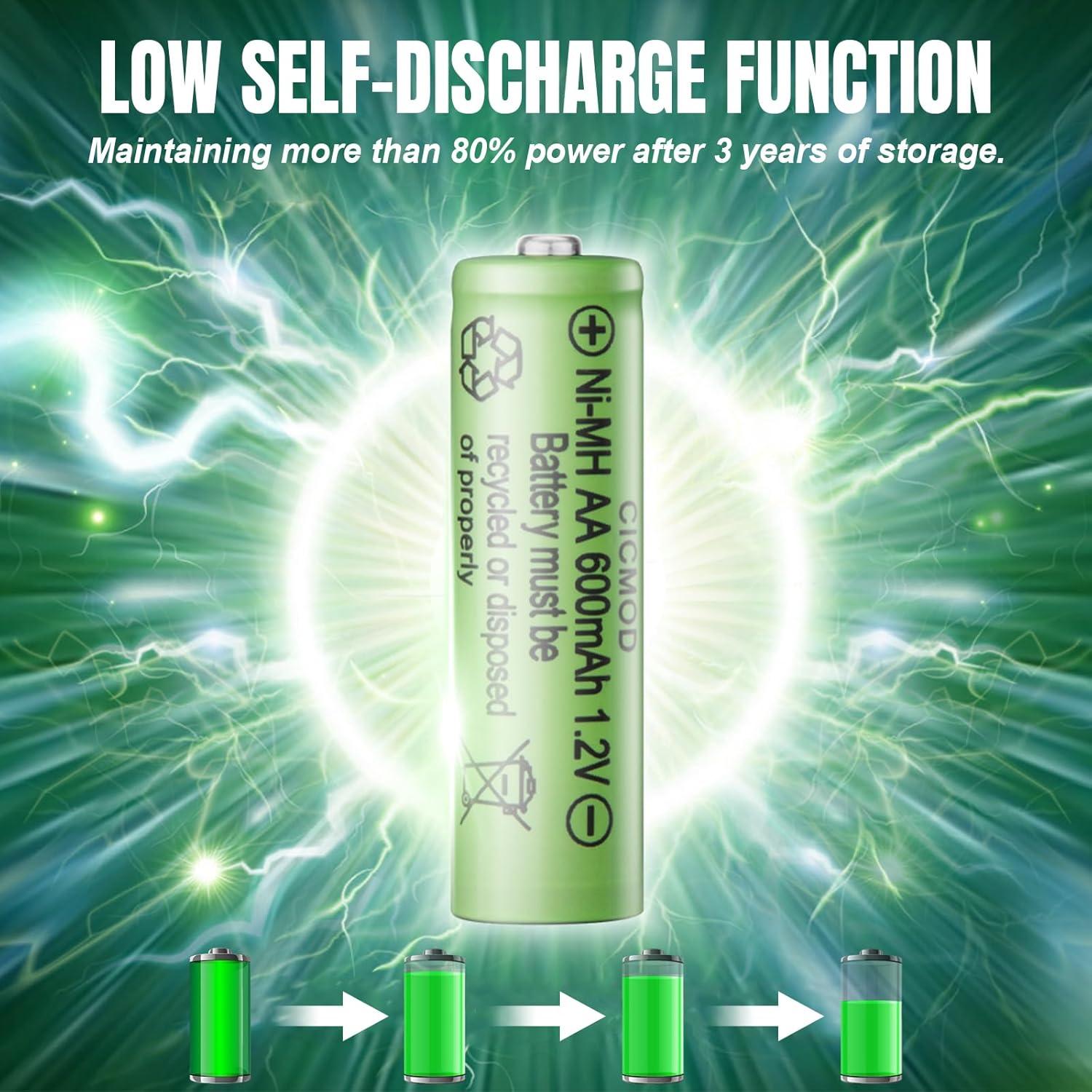 Baterías recargables AA CICMOD 1.2V Ni-MH 600mAh - Paquete de 4