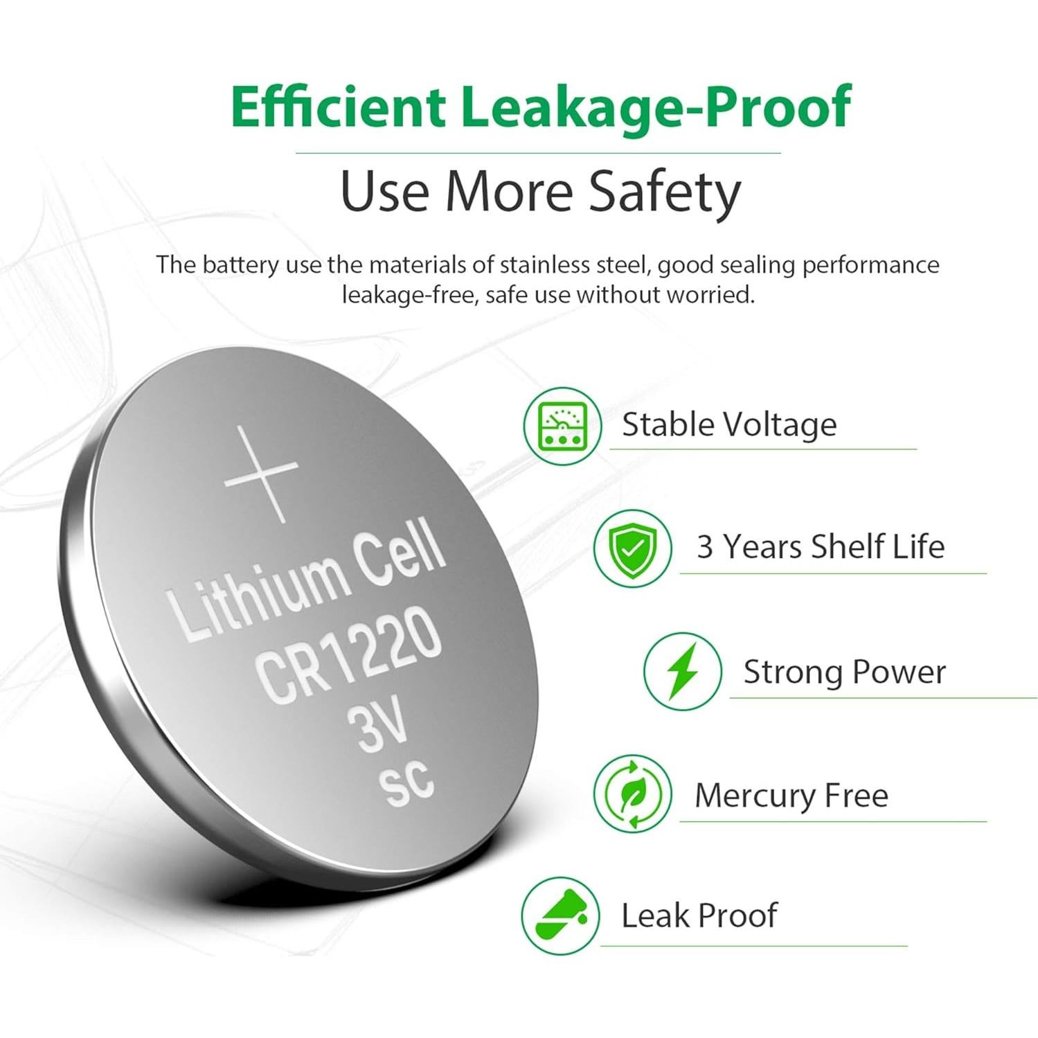 Baterías de Litio CR1220 LiCB - Paquete de 5 - 3V