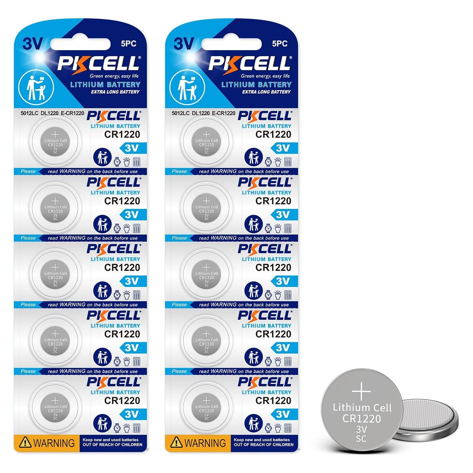 Baterías de Litio PKCELL CR1220 Paquete de 10 - 3V