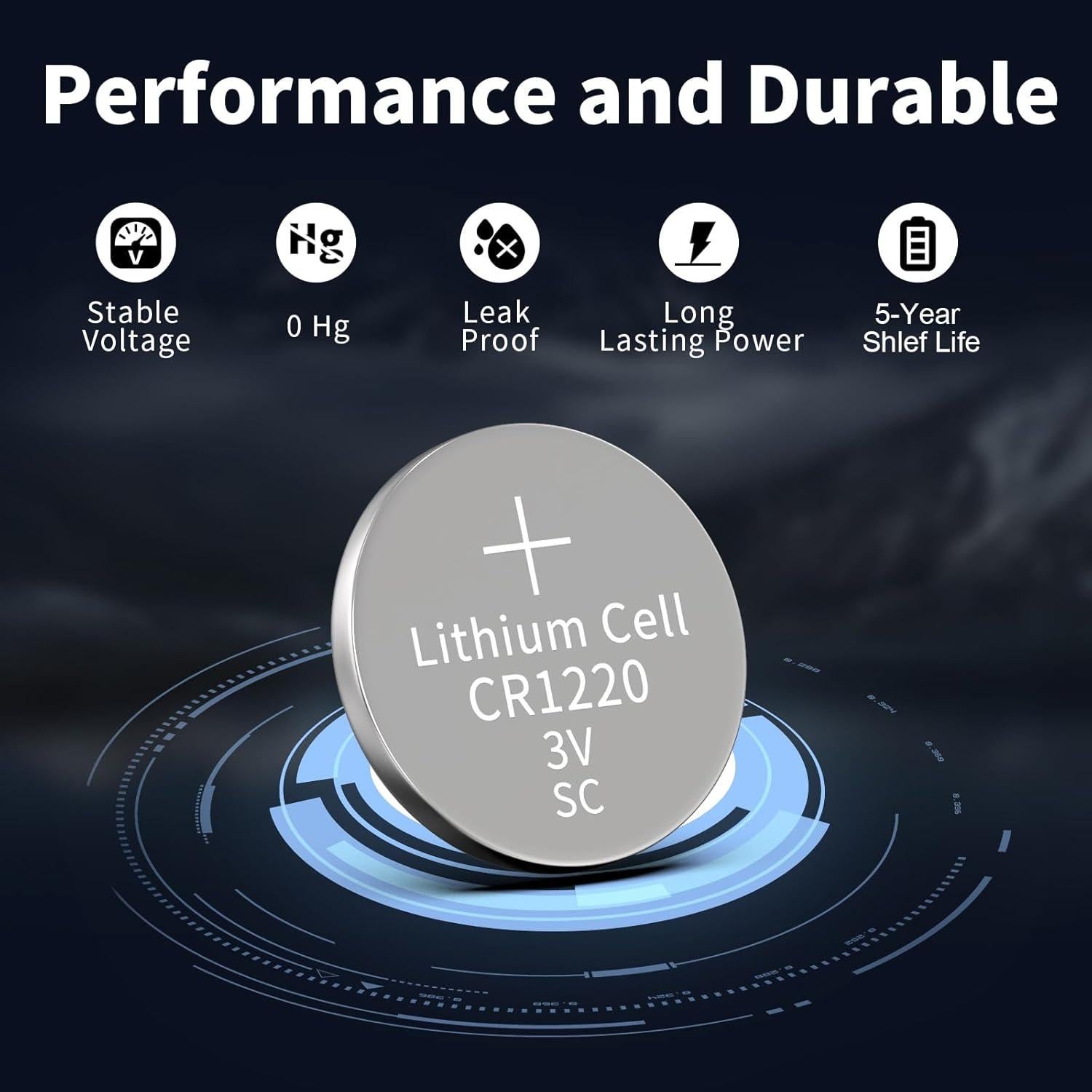 Baterías de Litio PKCELL CR1220 Paquete de 10 - 3V