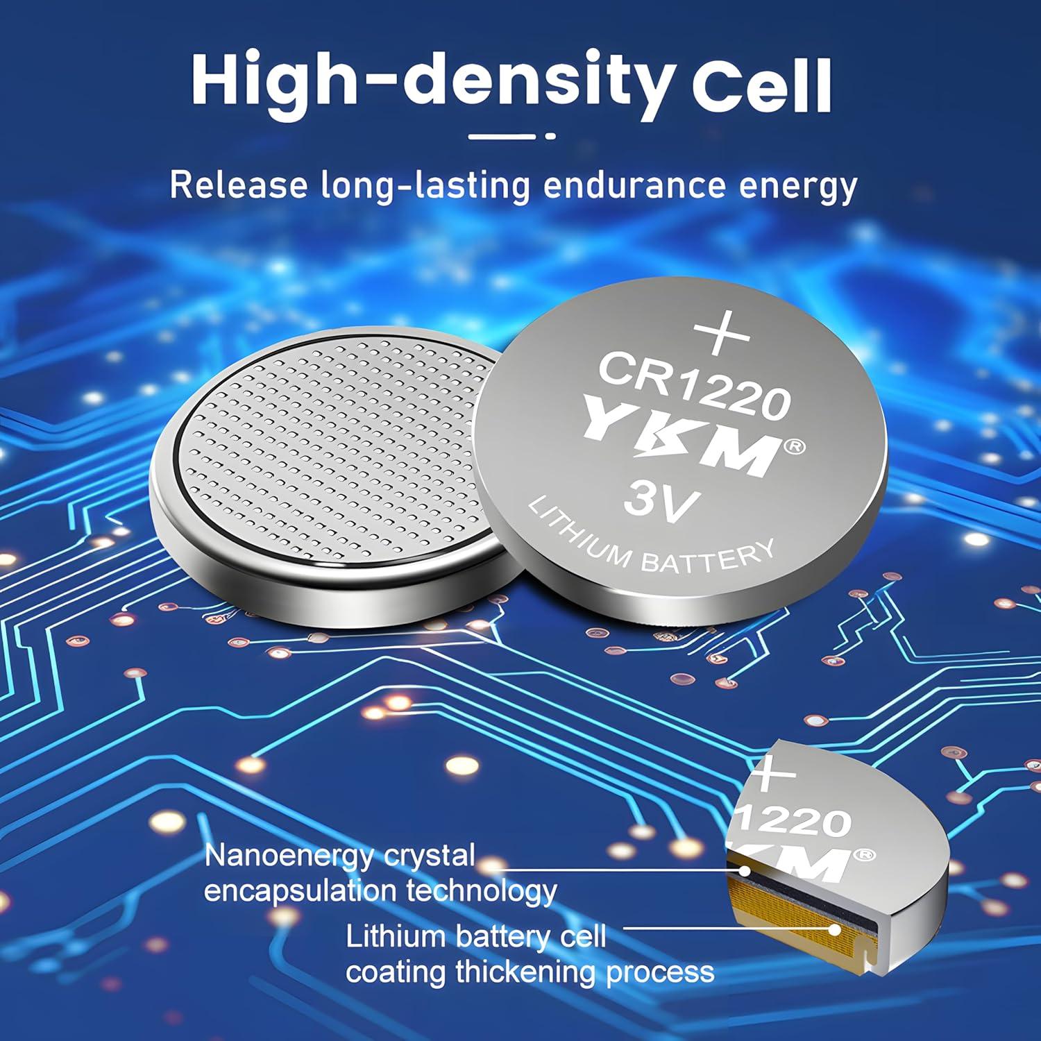 Paquete de 5 Baterías CR1220 YKM 3V para Reloj y Dispositivos