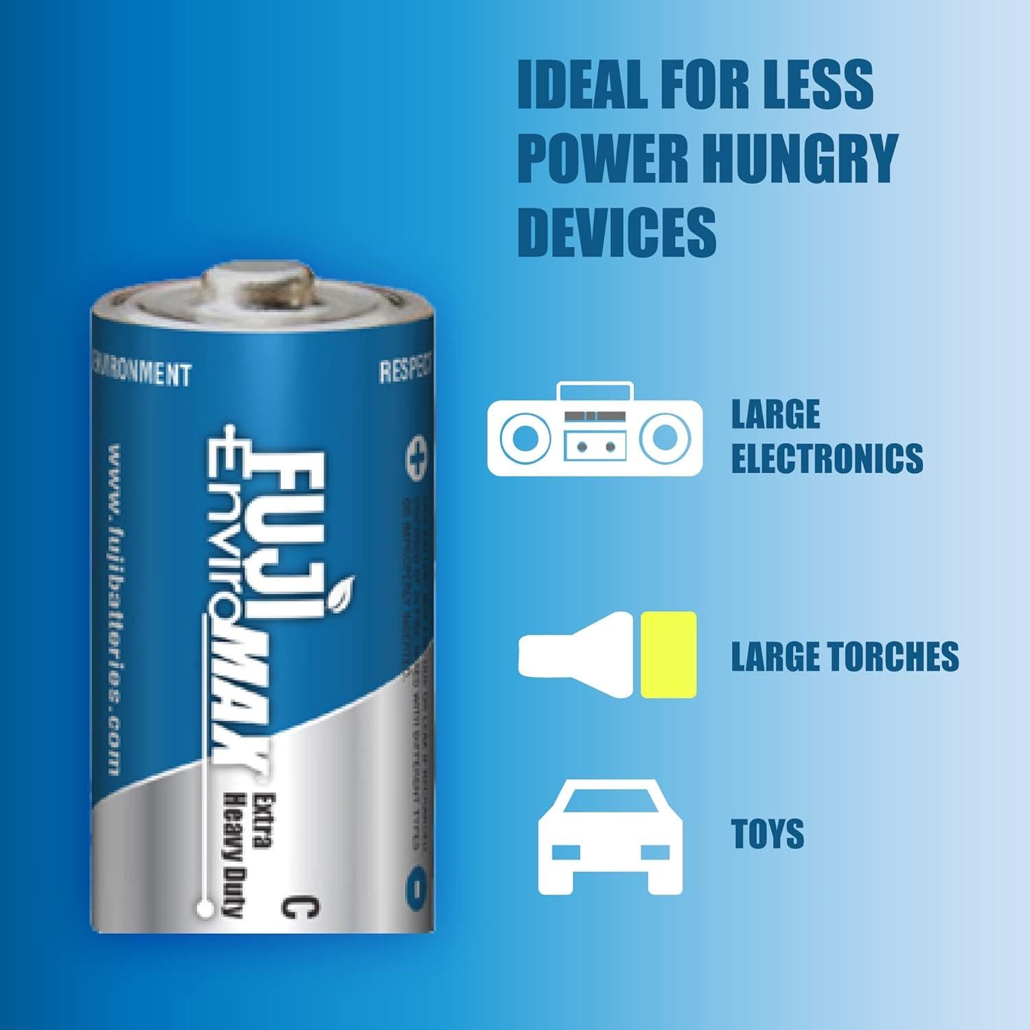 Baterías C Extra Pesadas Fuji Enviromax 3200BP2, 2 Pk, Azul