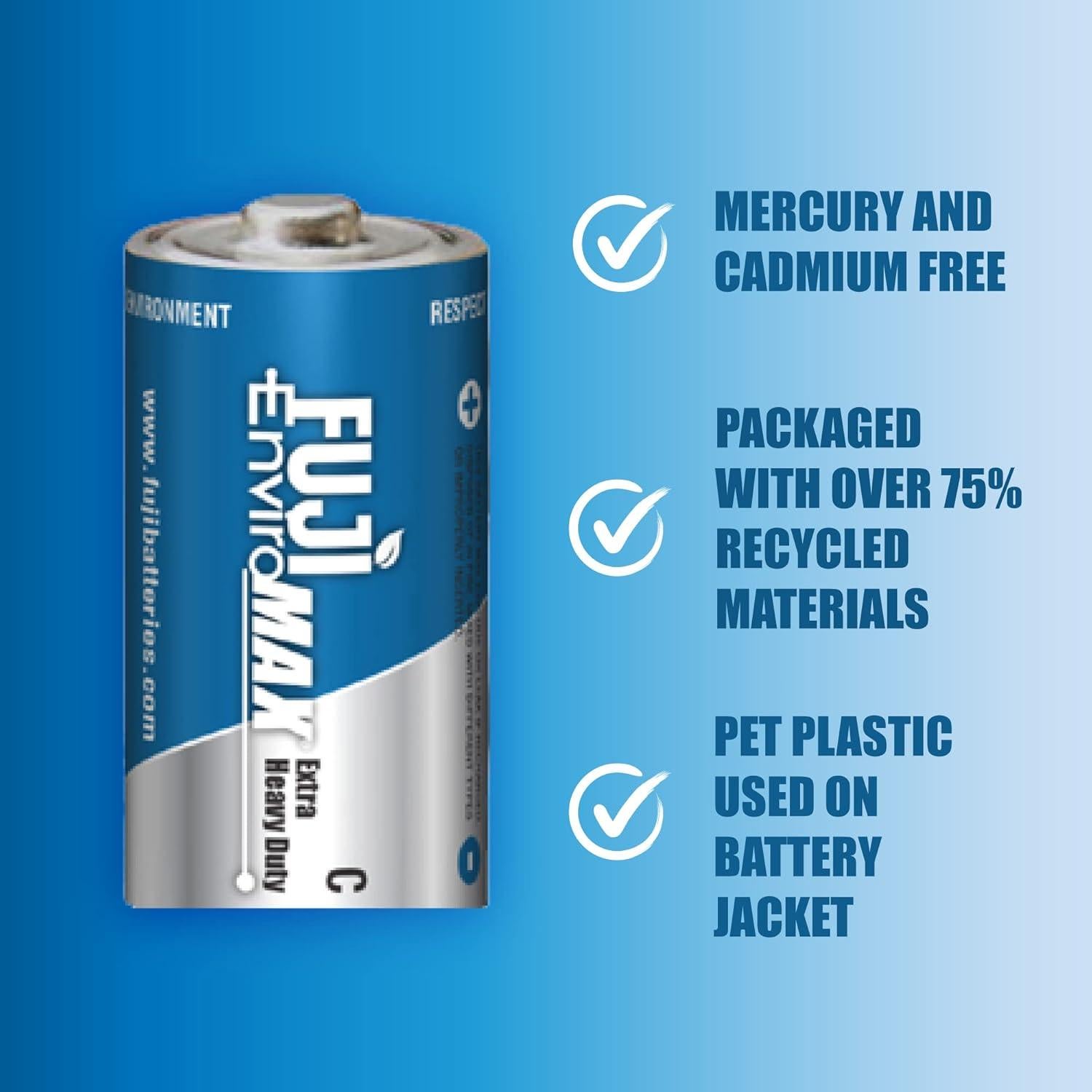 Baterías C Extra Pesadas Fuji Enviromax 3200BP2, 2 Pk, Azul