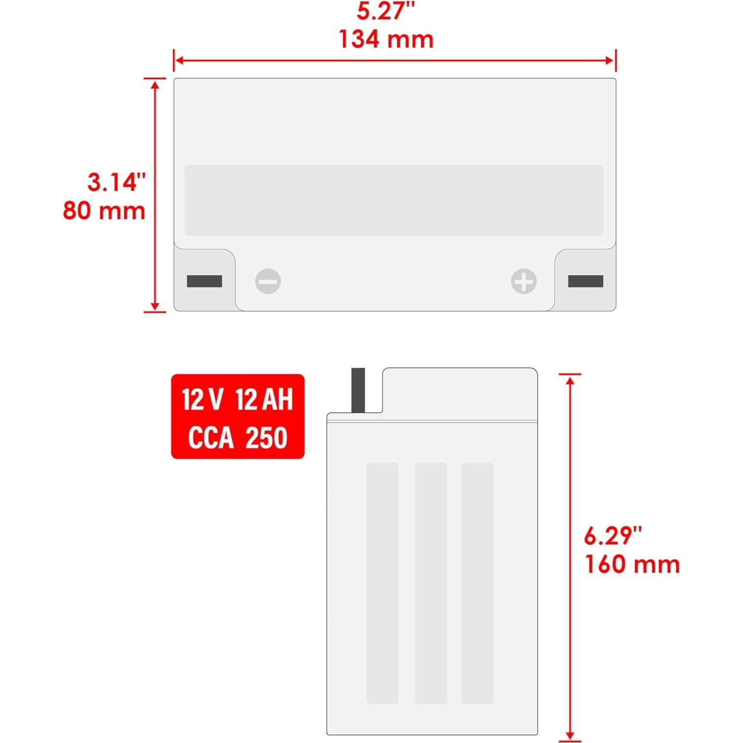 Batería AGM Caltric YB12AL-A2 12V para Kawasaki y Yamaha