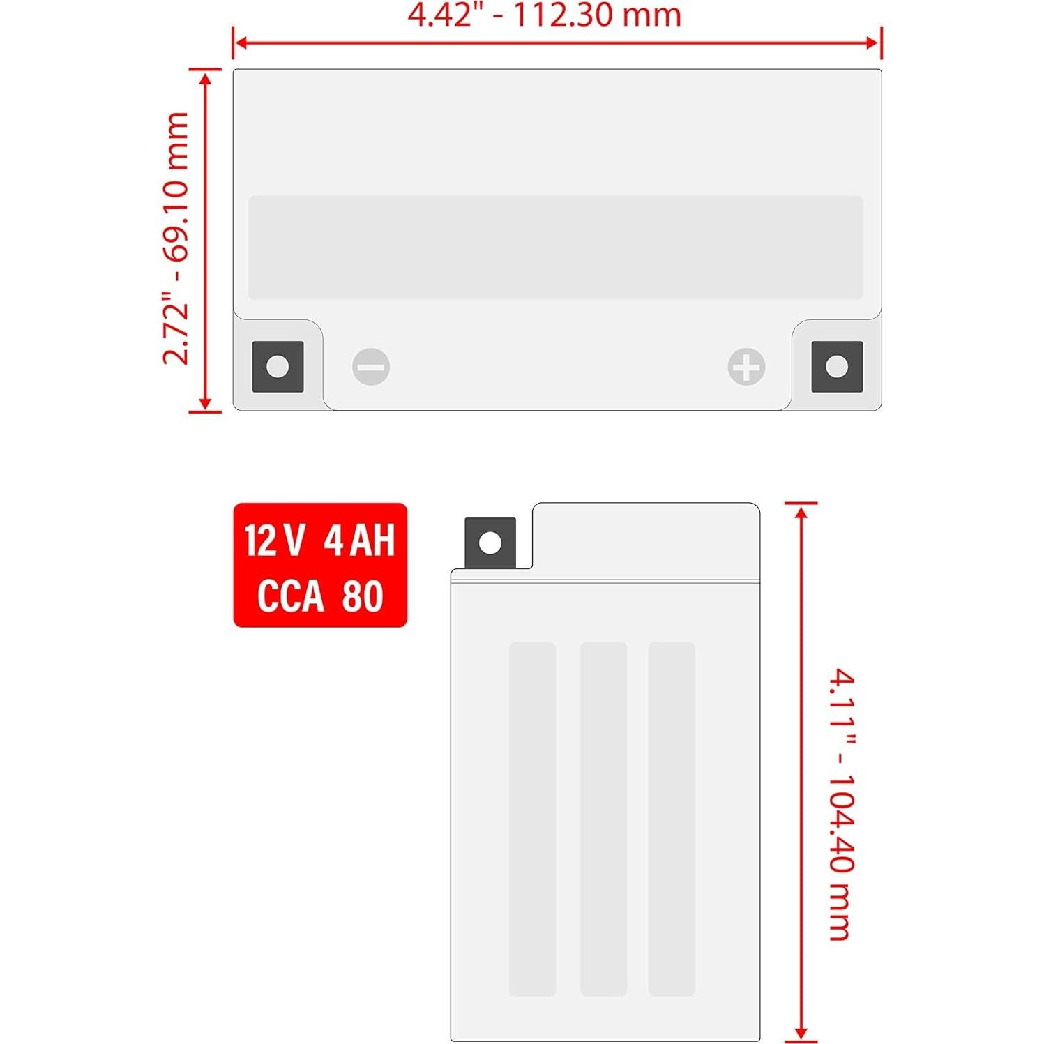 Batería AGM Caltric 12V para Honda TRX90 2006-2016