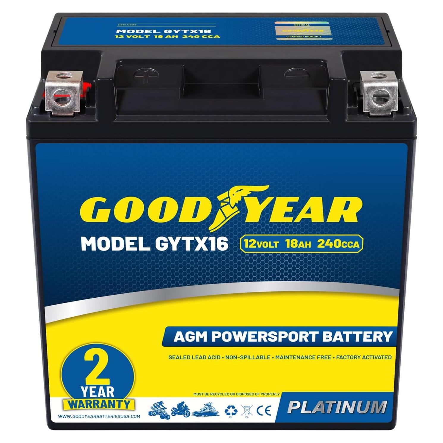 Batería Goodyear GYTX16 12V 18Ah 240CCA Libre Mantenimiento