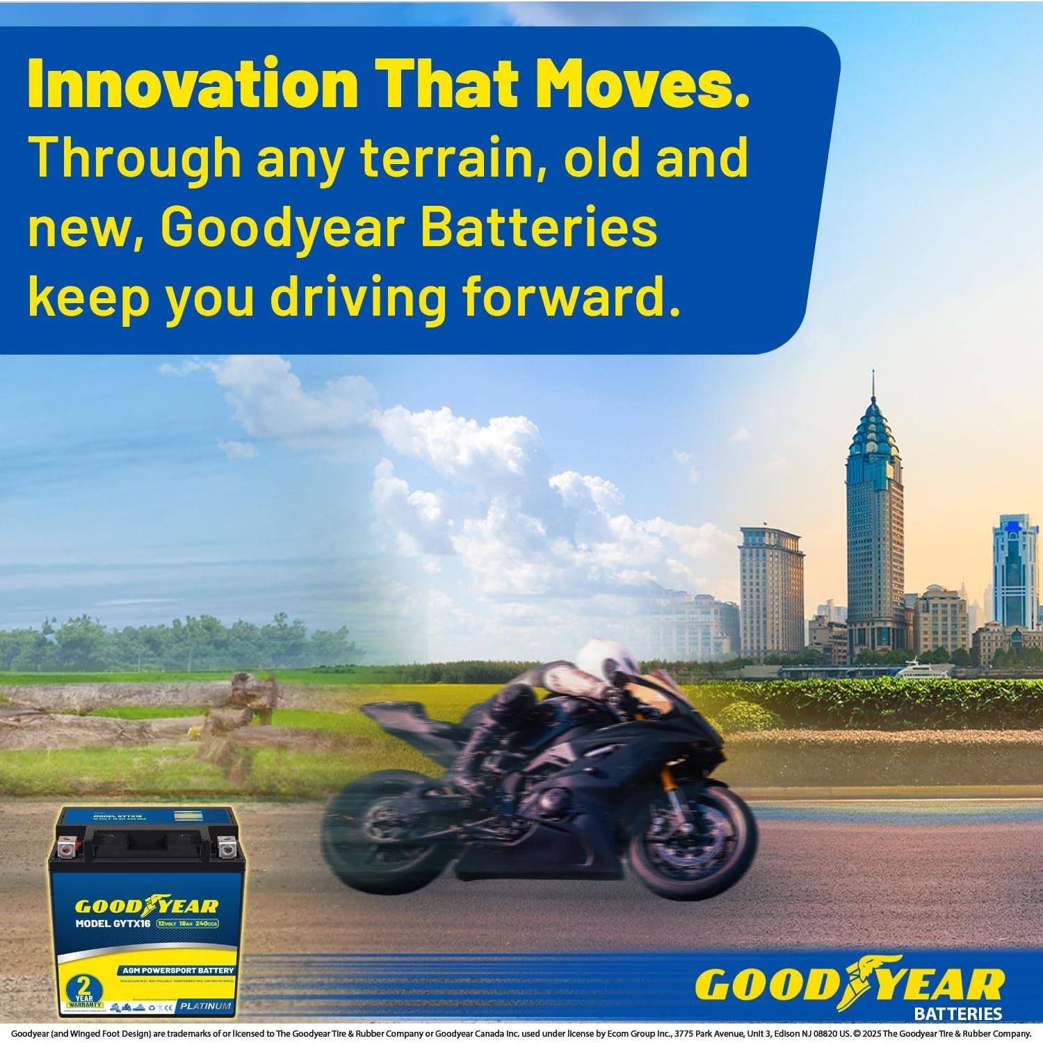 Batería Goodyear GYTX16 12V 18Ah 240CCA Libre Mantenimiento