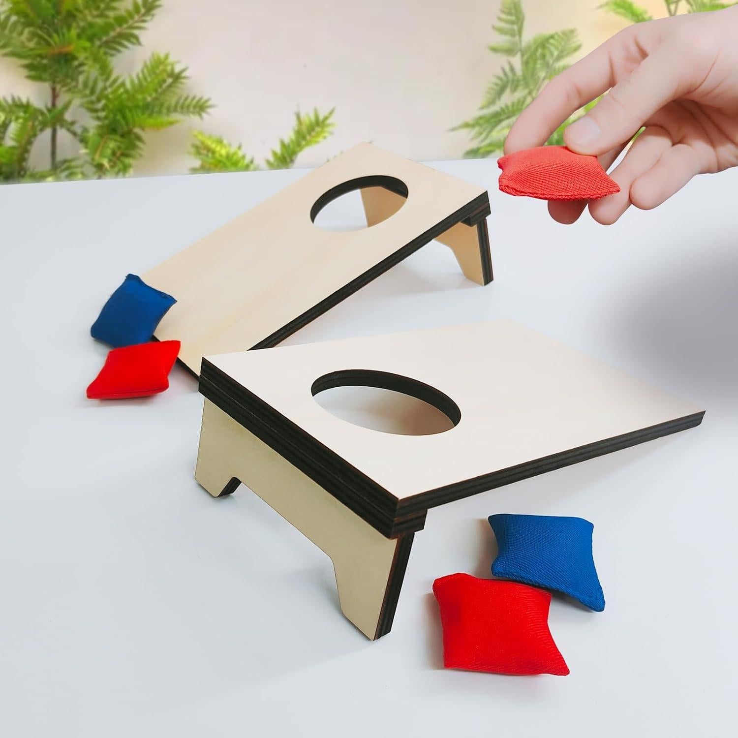 Juego de Cornhole Mini AIWEILUCK 2 Tableros Madera 25.6x18.3cm