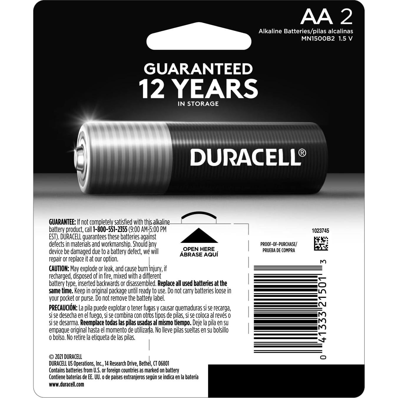 Baterías Duracell Coppertop AA Power Boost, paquete de 2