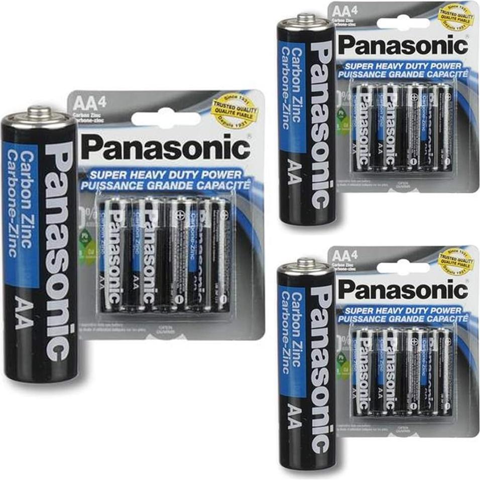 Baterías AA Panasonic 12 Pcs Carbono Zinc 1.5V Uso General