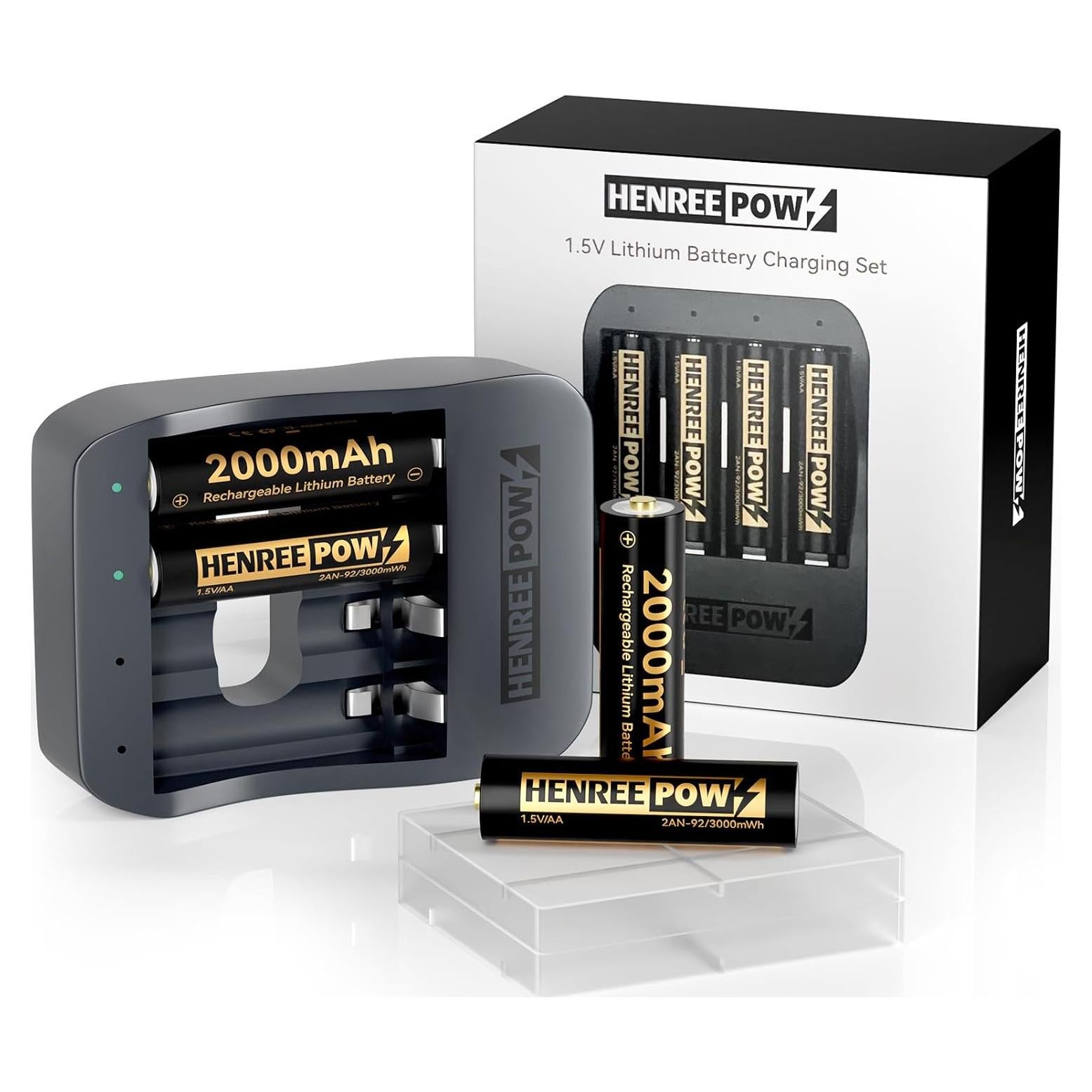 Baterías Recargables AA 1.5V Henreepow 3000mWh - Paquete de 4
